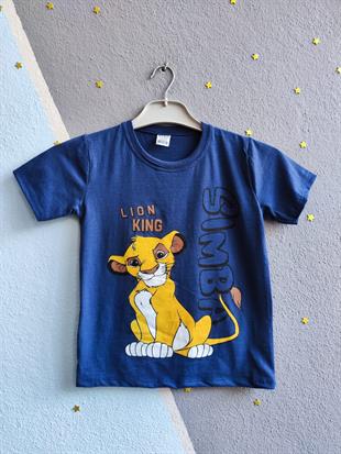 Şortu Çizgili Lion King Baskılı Erkek Takım- Lacivert