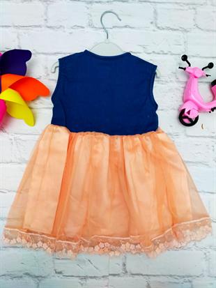 Tül etekli Kotlu Bebe Elbise - Somon