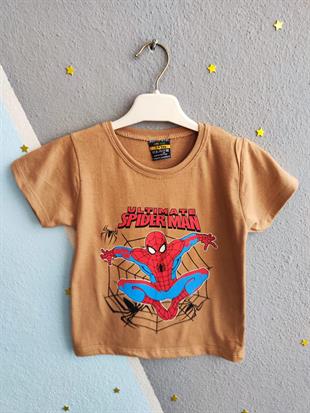 1441 - Ultimate Örümcek Adam Baskılı Yazlık Erkek Takım- Bej