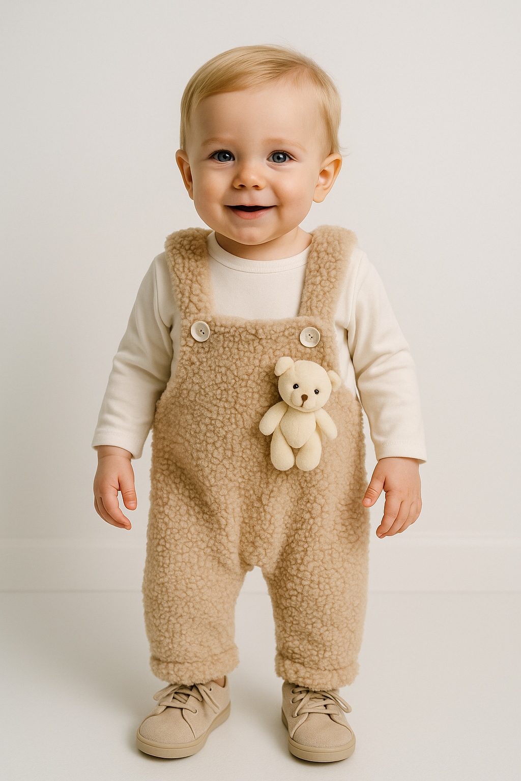 1332 -  Ayıcıklı Bebek Tulum - Bej