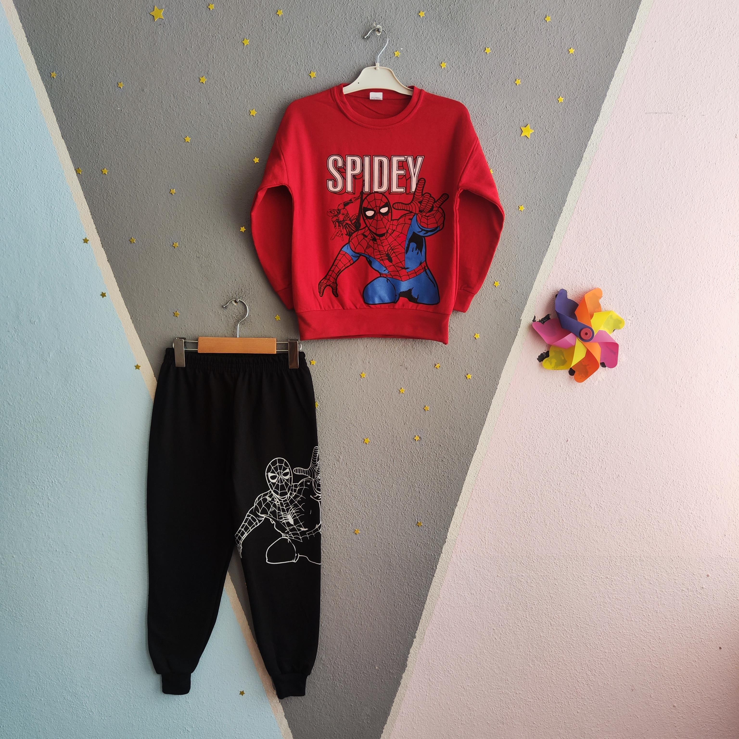 1379 - Spidey Baskılı Mevsimlik Erkek Takım - Kırmızı