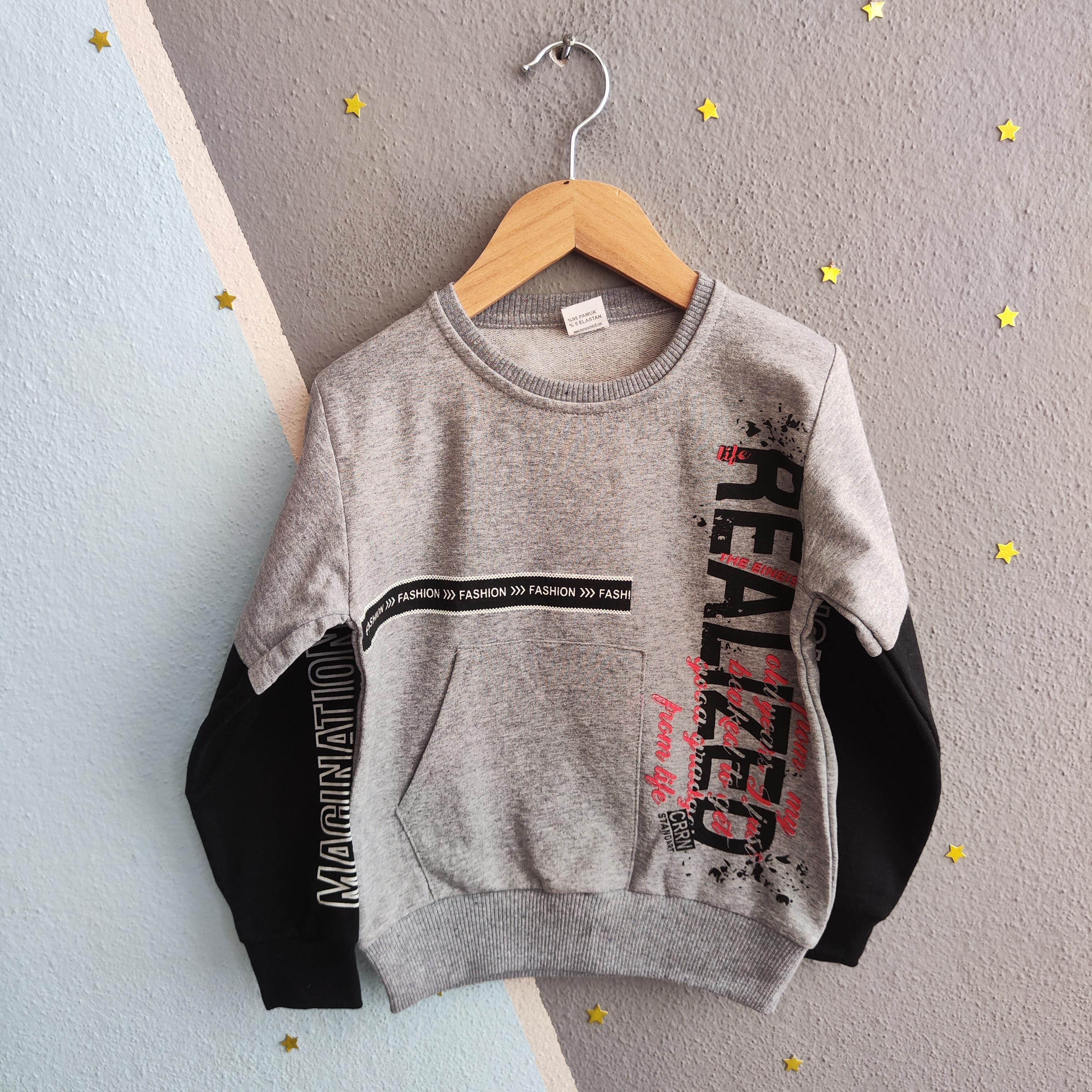 1427 - Realized Baskılı Erkek Sweat - Gri