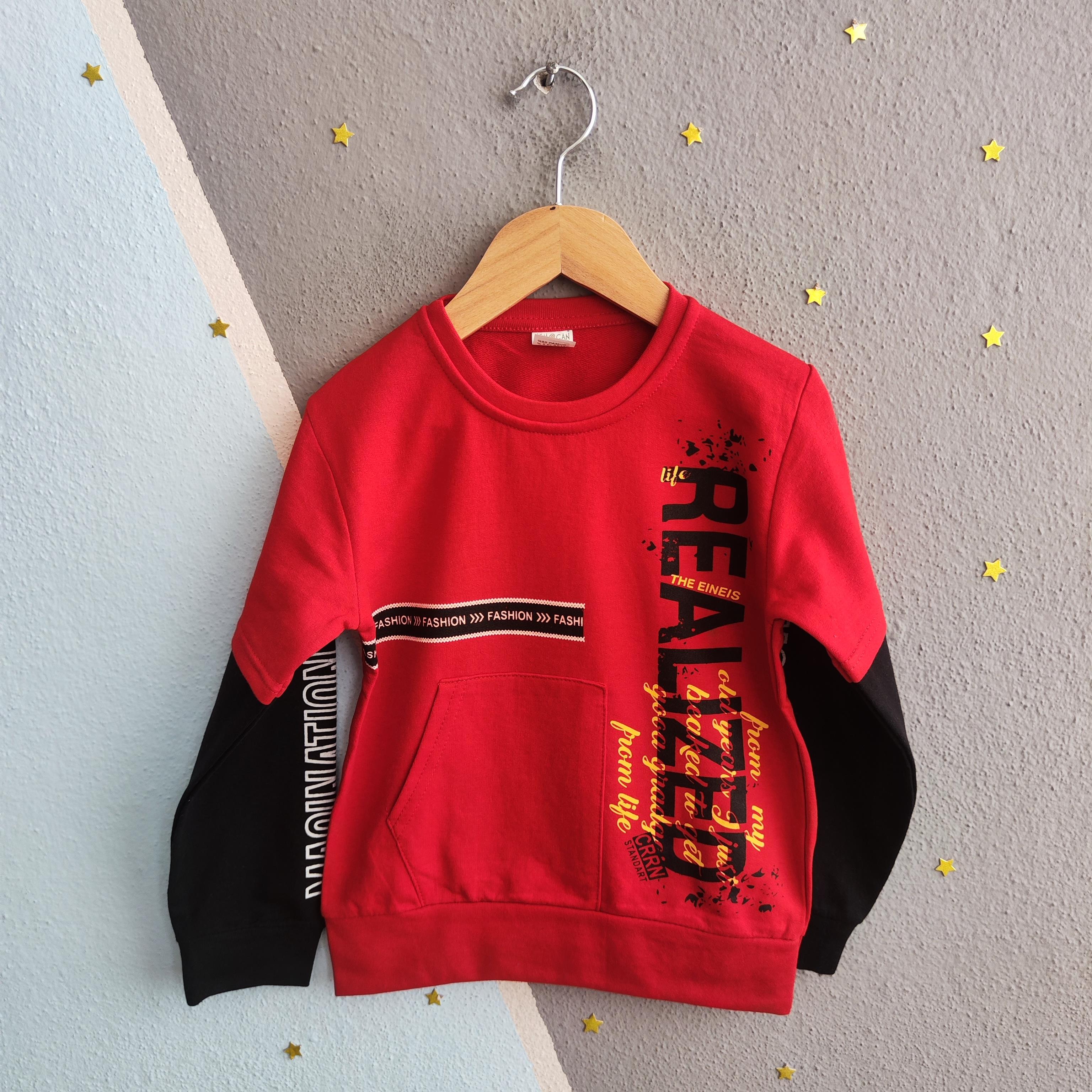 1427 - Realized Baskılı Erkek Sweat - Kırmızı