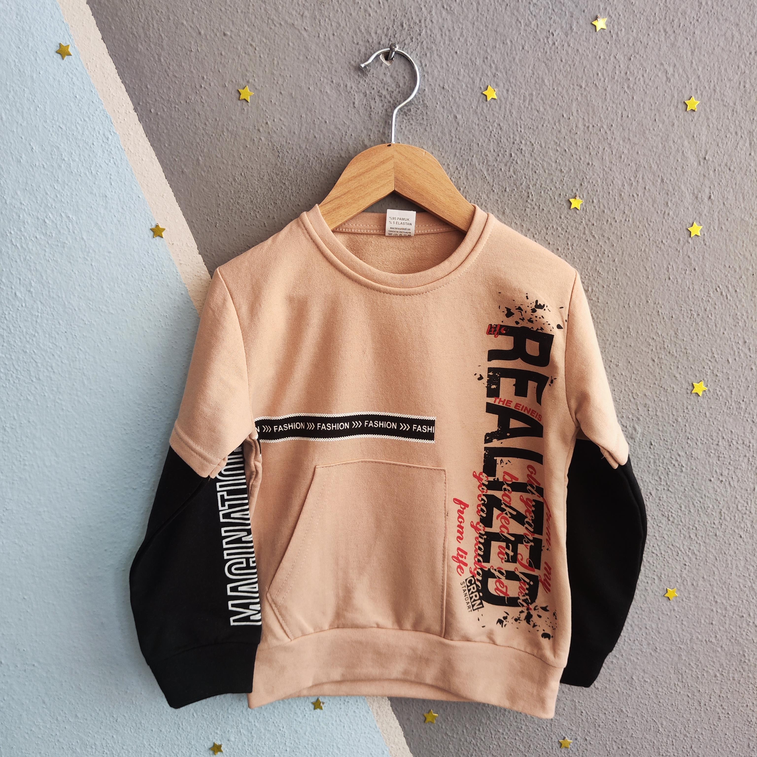 1427 - Realized Baskılı Erkek Sweat - Krem