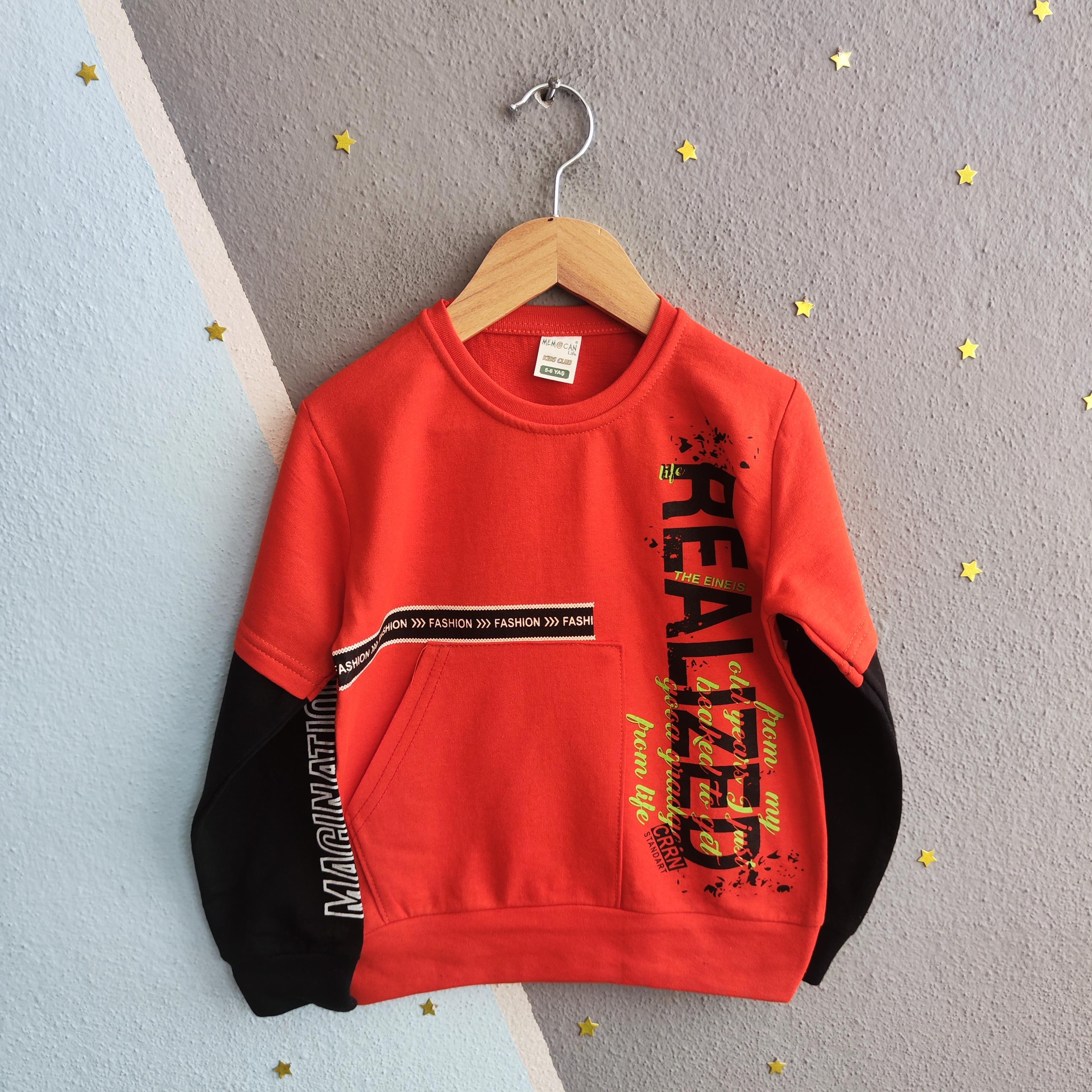 1427 - Realized Baskılı Erkek Sweat - Turuncu