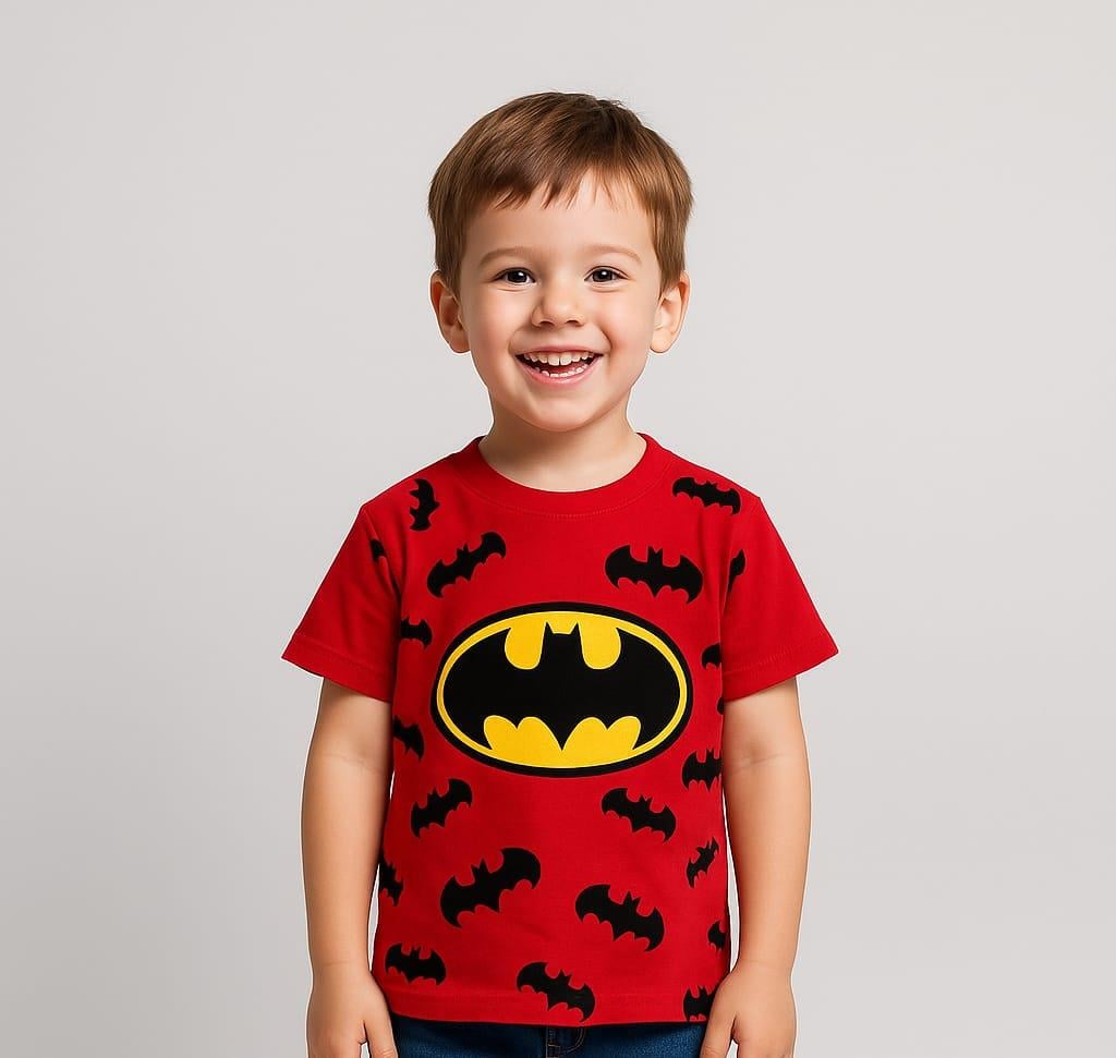 1500 - Karakter Baskılı Erkek T-shirt - Kırmızı