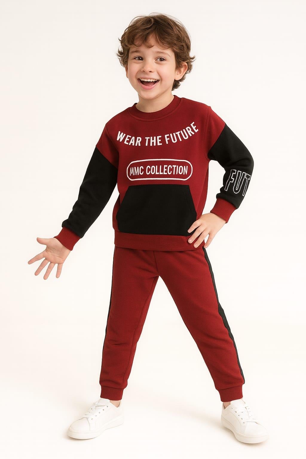1700 - Wear The Future Baskılı Erkek Çocuk Takım - Bordo