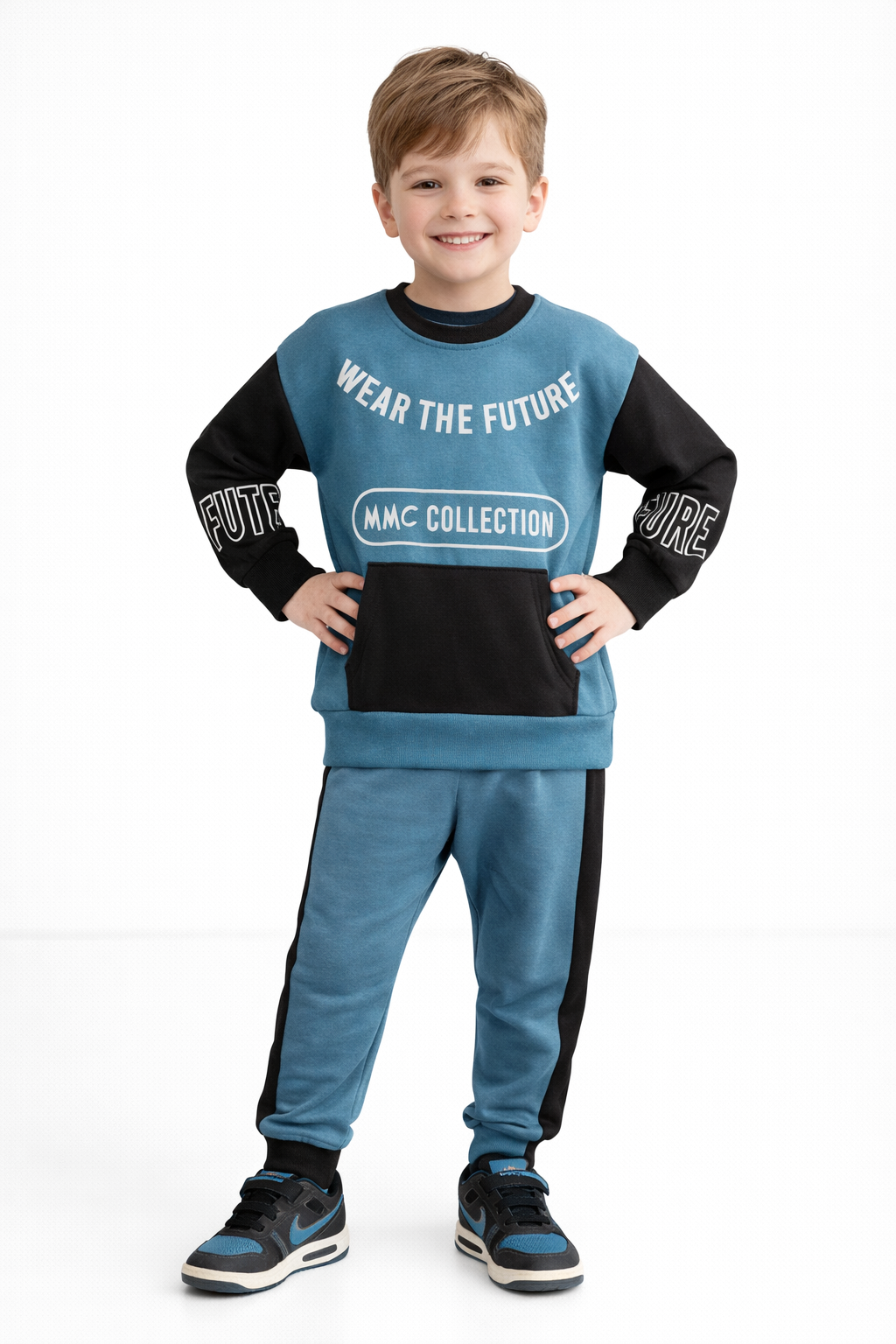 1700 - Wear The Future Baskılı Erkek Çocuk Takım - Buz Mavisi