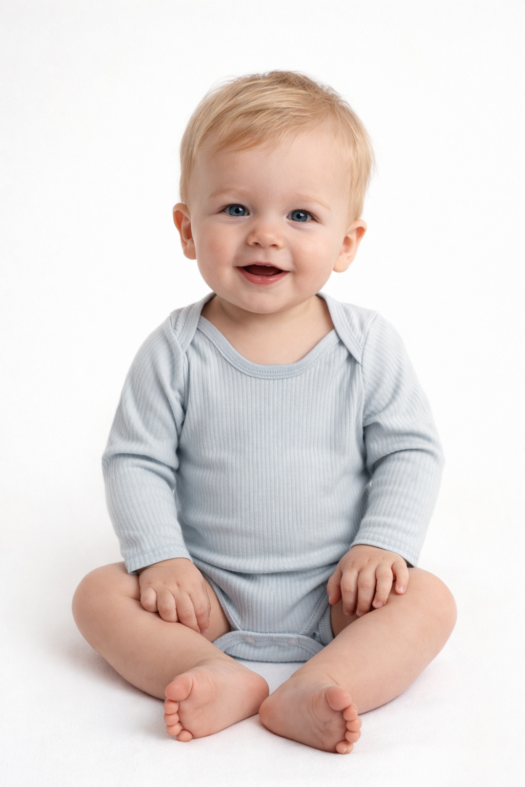 1966- Buz Mavisi Uzun Kollu Basic Model Kolsuz Bebek Çıtçıtlı Body