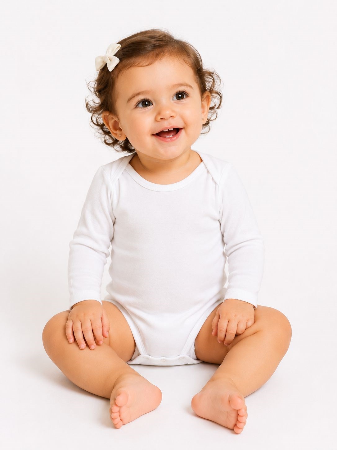1966- Ekru Uzun Kollu Basic Model Kolsuz Bebek Çıtçıtlı Body
