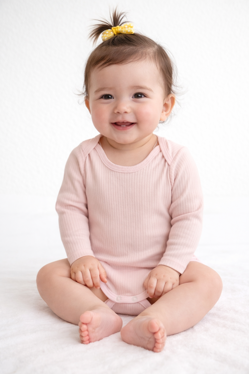 1966- Toz Pembe Uzun Kollu Basic Model Kolsuz Bebek Çıtçıtlı Body