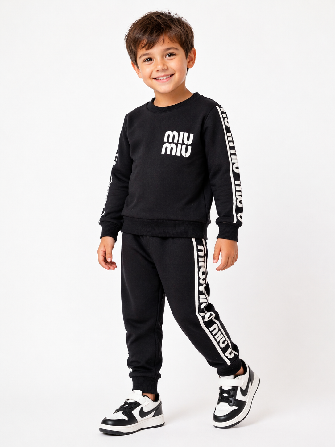 1985 - Sportif Baskılı Unisex Çocuk Takım - Siyah