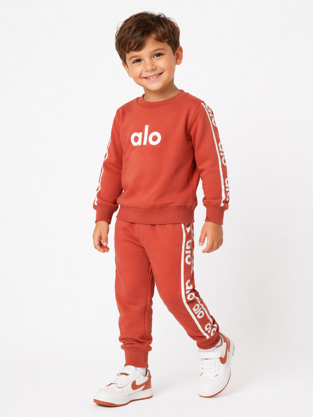 1985 - Sportif Baskılı Unisex Çocuk Takım - Taba