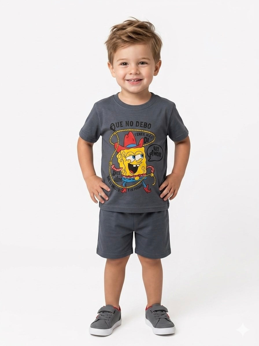 1998 - Karakter Baskılı Kısa Kollu Erkek  Çocuk Takımı - Lacivert