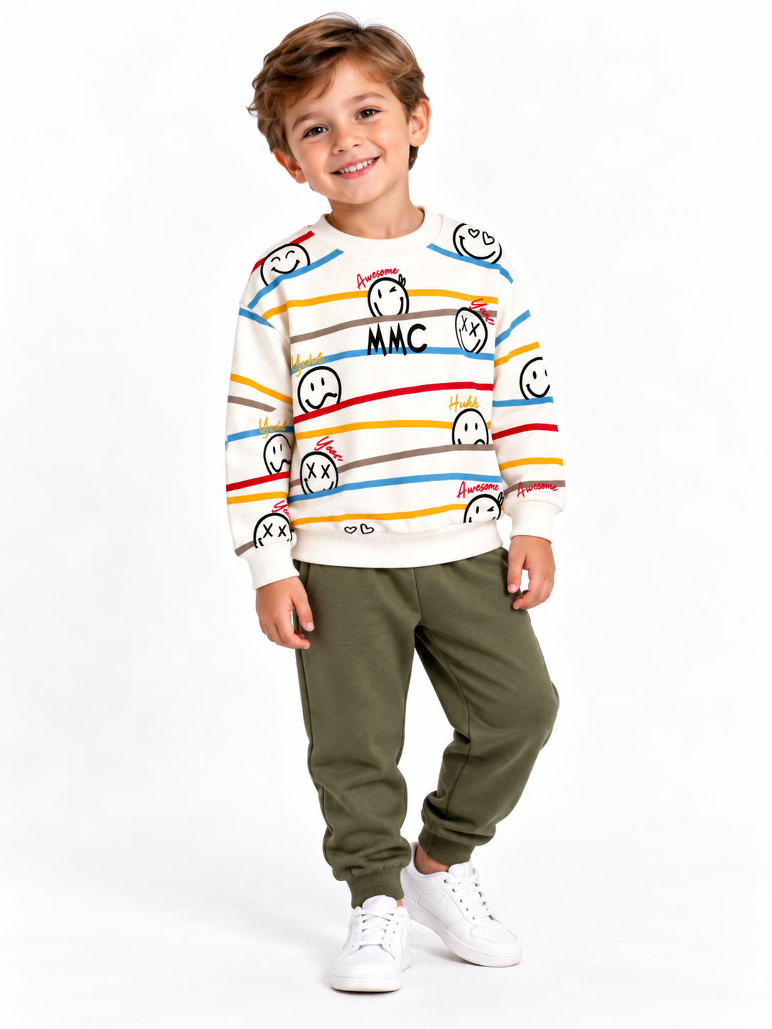 2166 - Çizgili Erkek Çocuk Takımı - Mint Yeşili