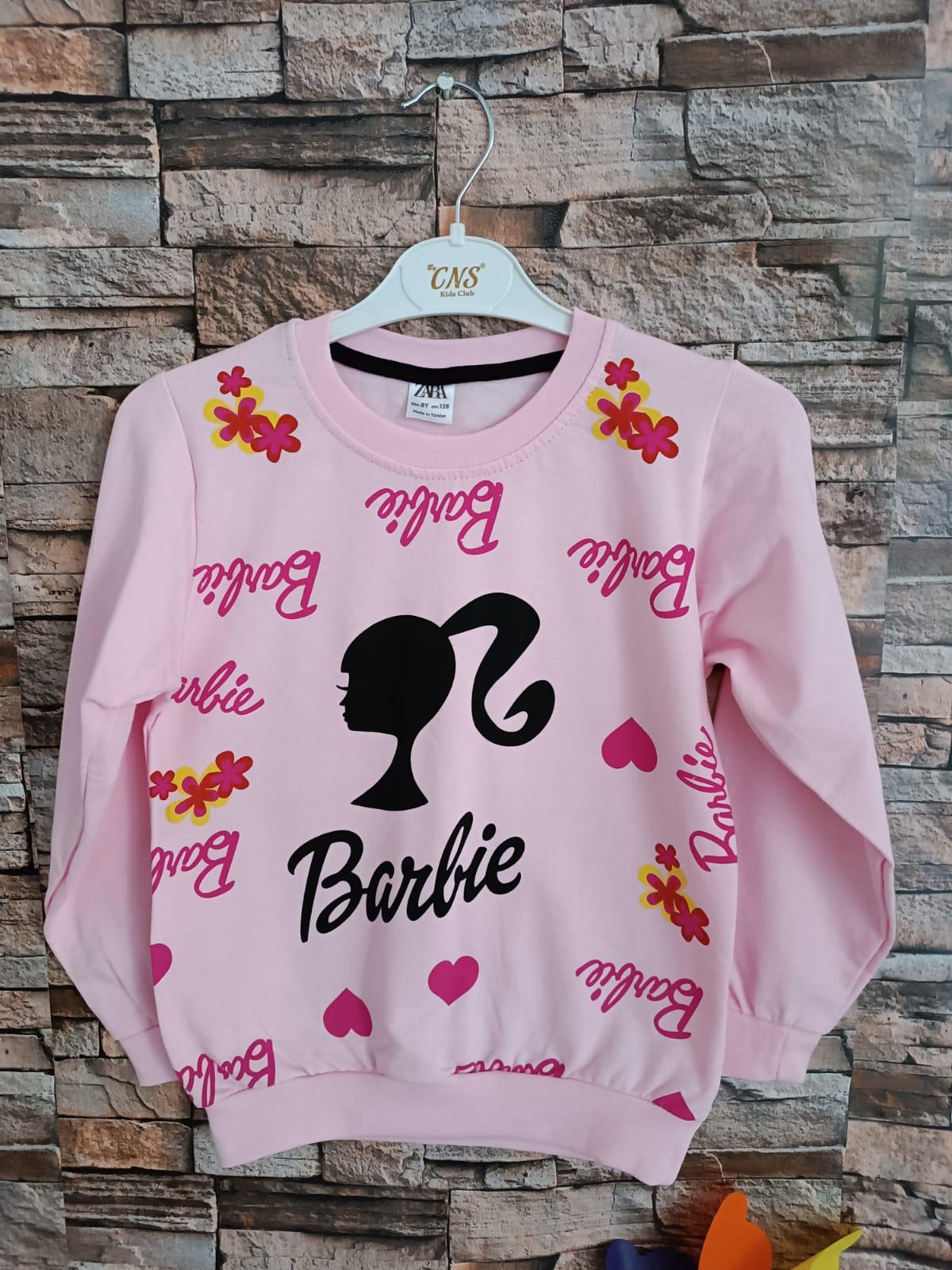 Barbie Baskılı Kız Sweatshirt - Pembe
