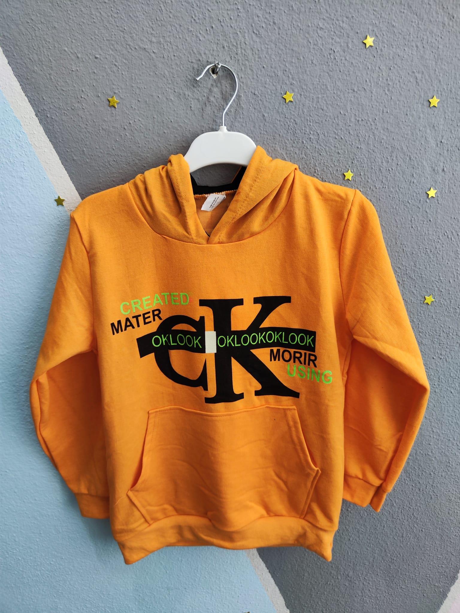 CK Baskılı Kapüşonlu Erkek Sweat - Sarı