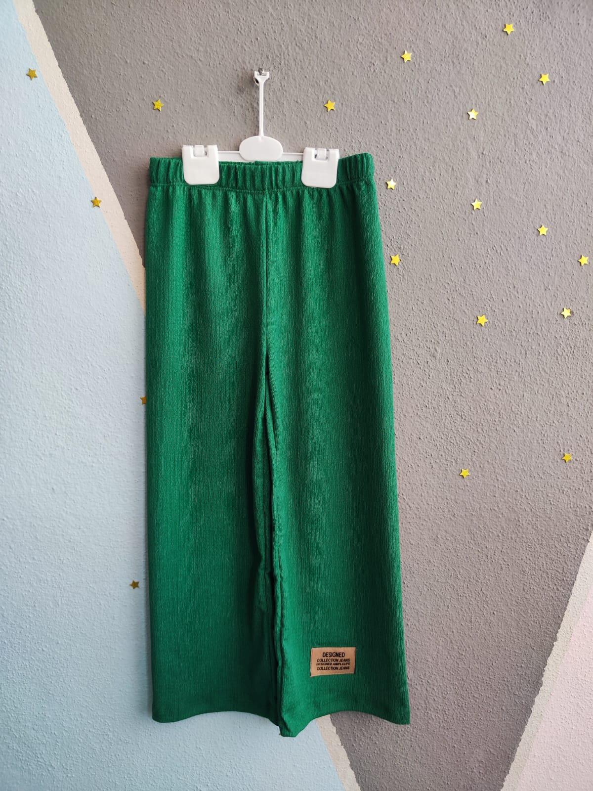 İspanyol Paça Aerobin Kumaş Kız Alt - Yeşil