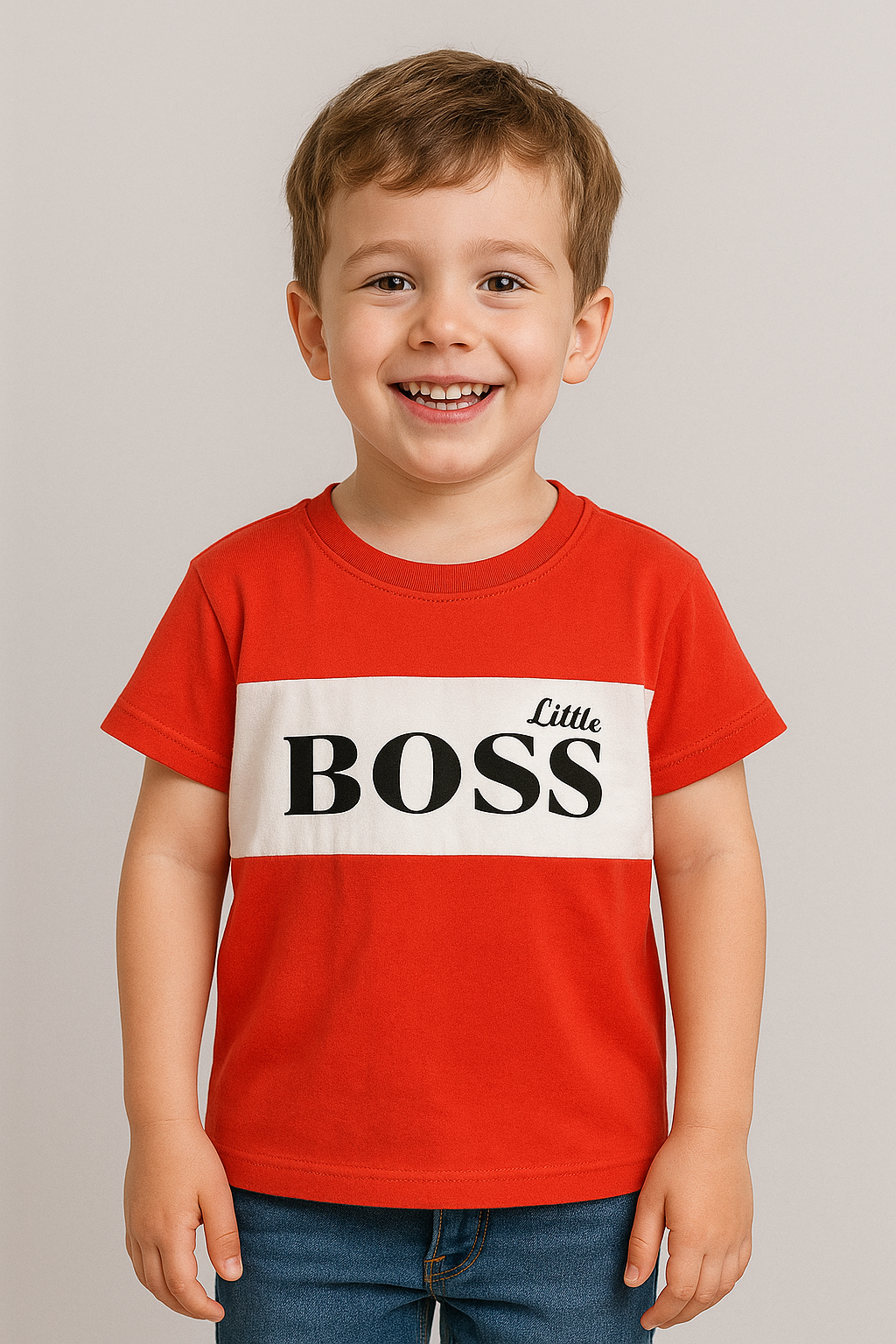 Little Boss Baskılı Erkek T-Shirt - Turuncu