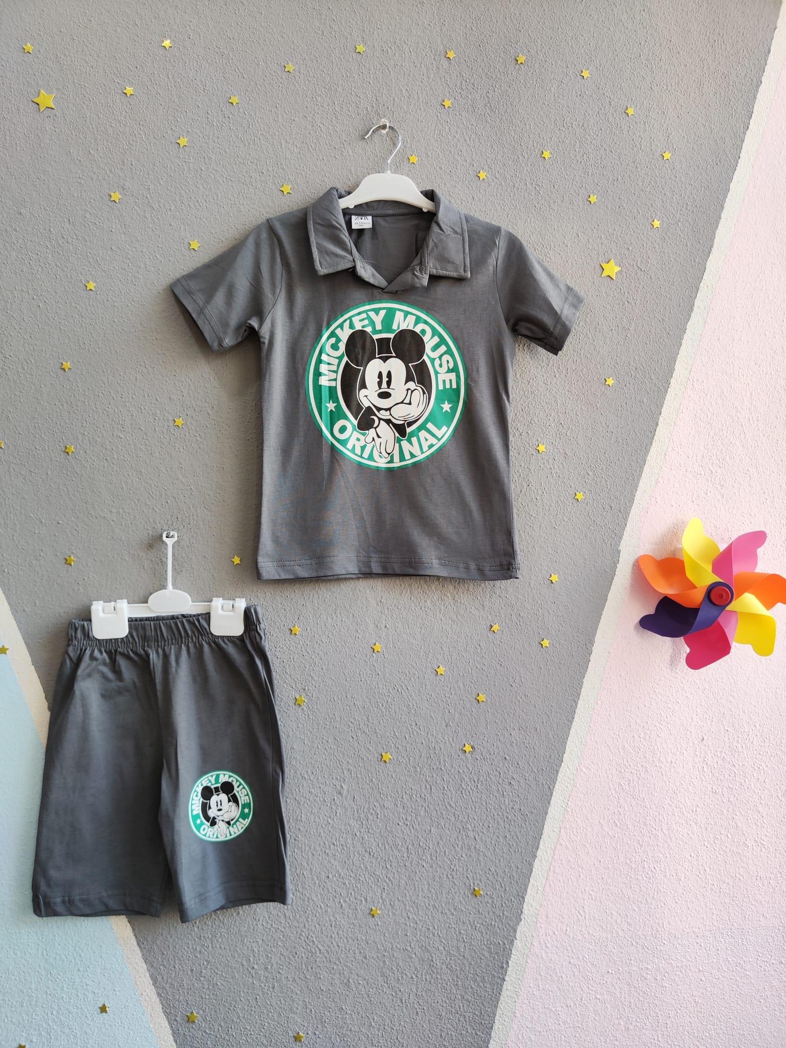 Mickey Baskılı Marka Erkek Takım - Füme