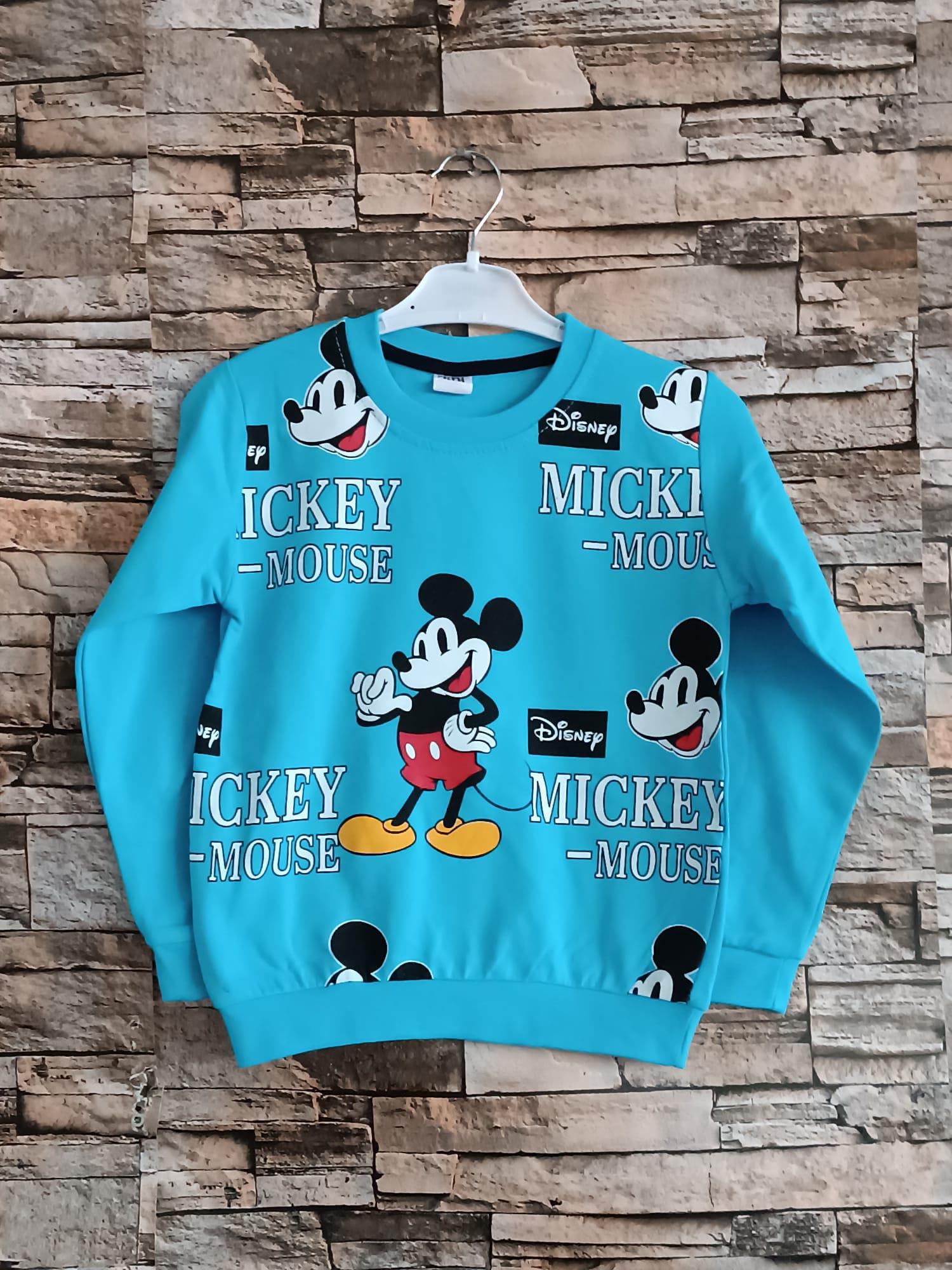 Mickey Mouse Baskılı Erkek Sweatshirt - Mavi