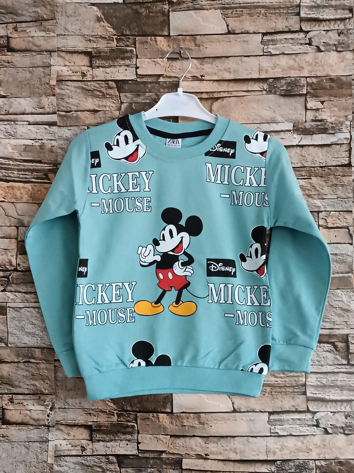 Mickey Mouse Baskılı Erkek Sweatshirt - Yeşil
