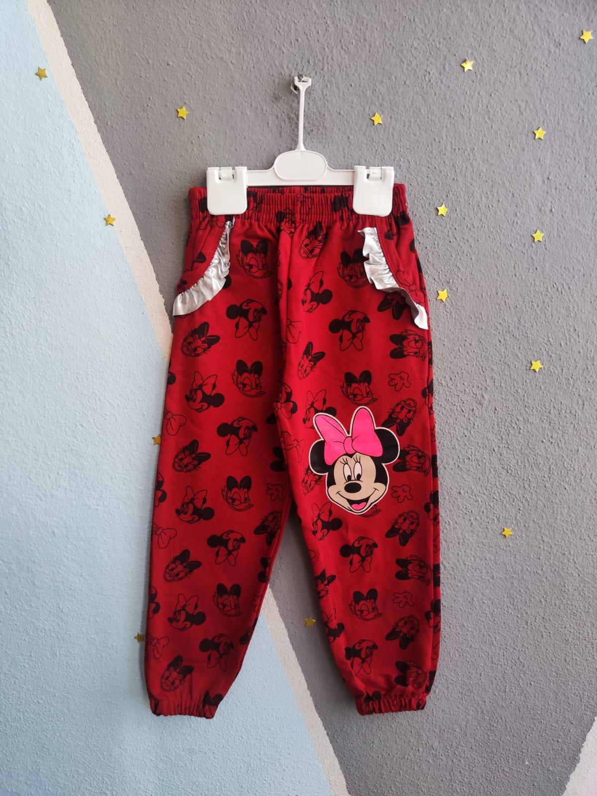Minnie Baskılı Mevsimlik Kız Eşofman Altı - Kırmızı