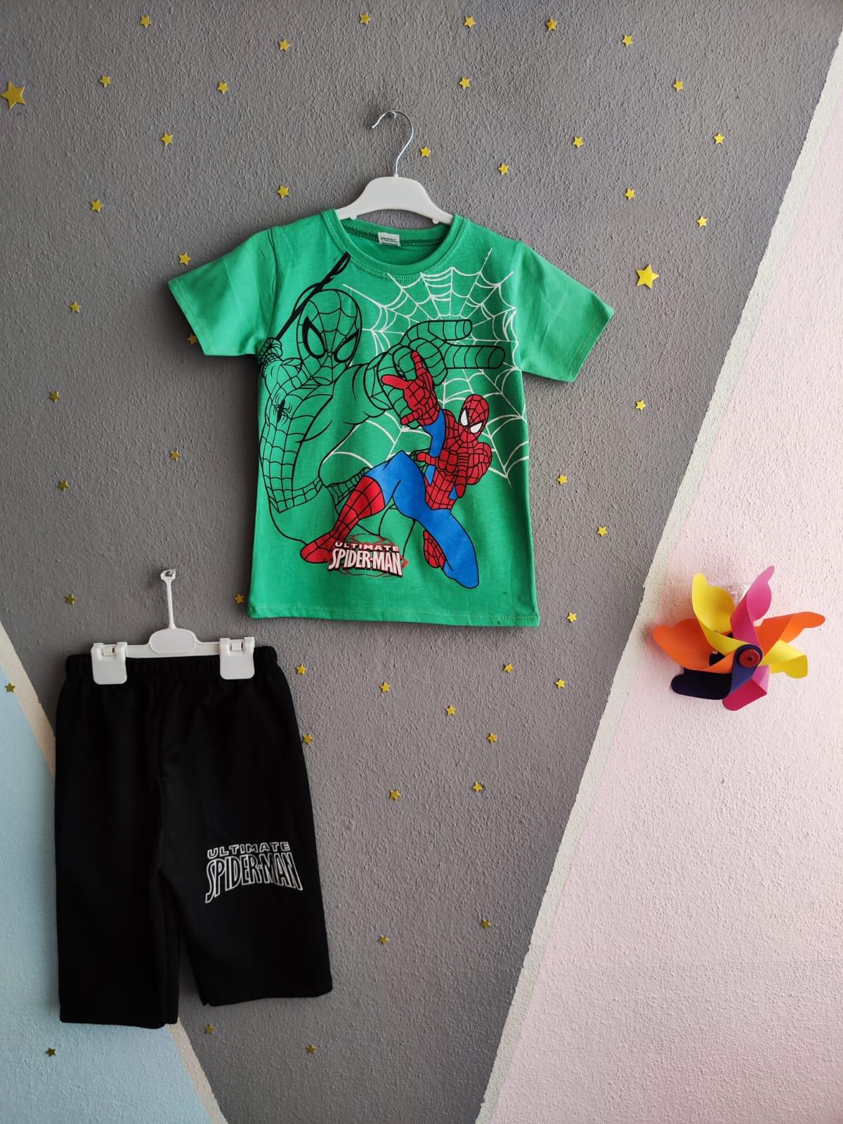Spiderman Kısa Kollu Erkek Takım - Açık Yeşil