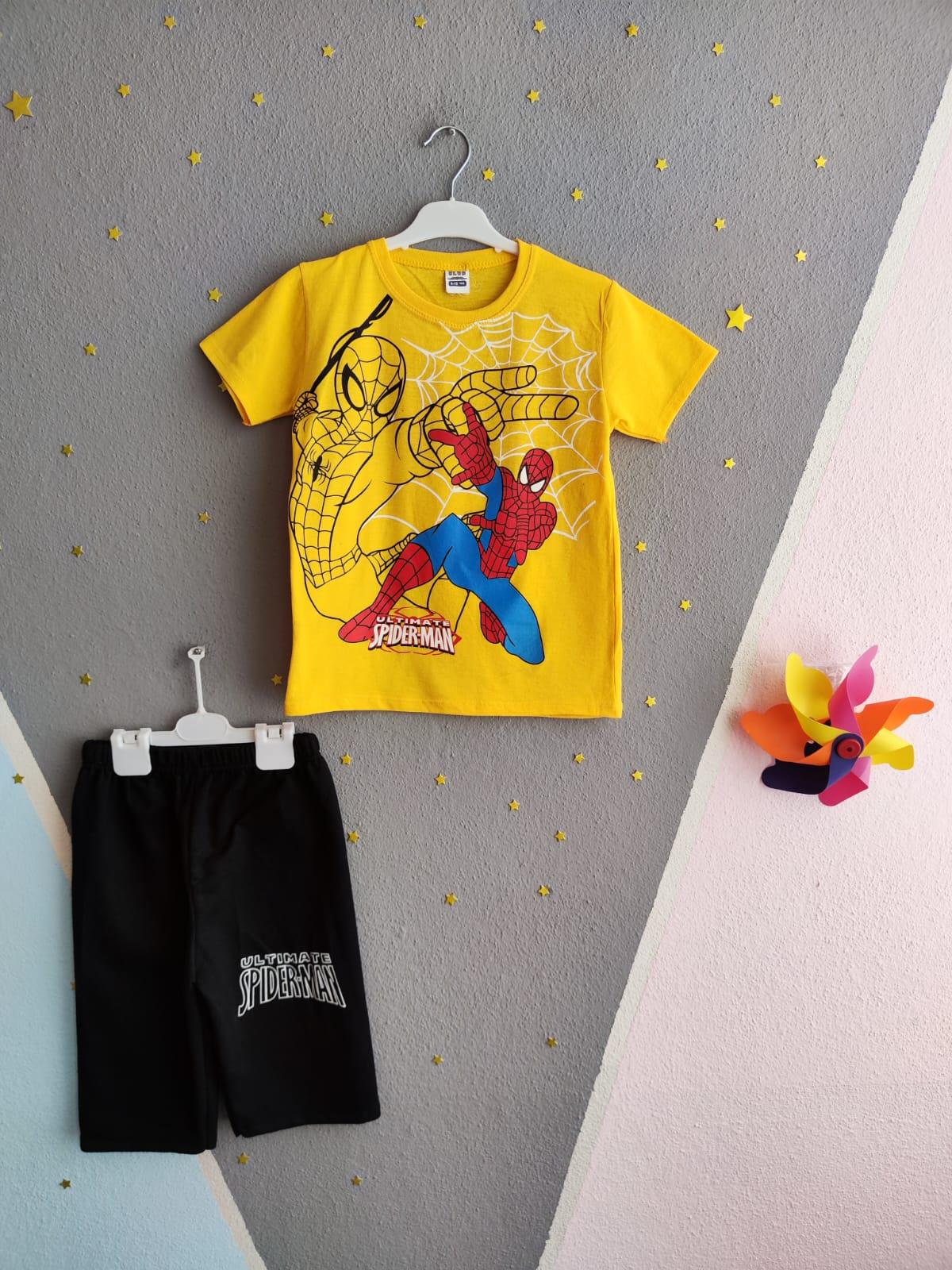 Spiderman Kısa Kollu Erkek Takım - Sarı
