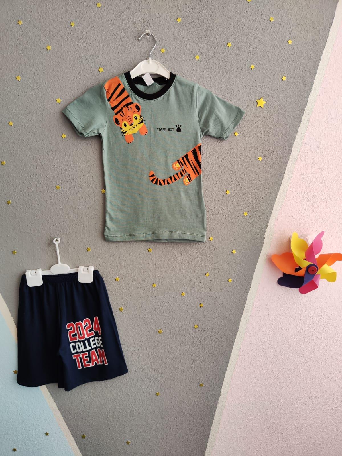 Tiger Boy Baskılı Yazlık Erkek Takım- Petrol Yeşili