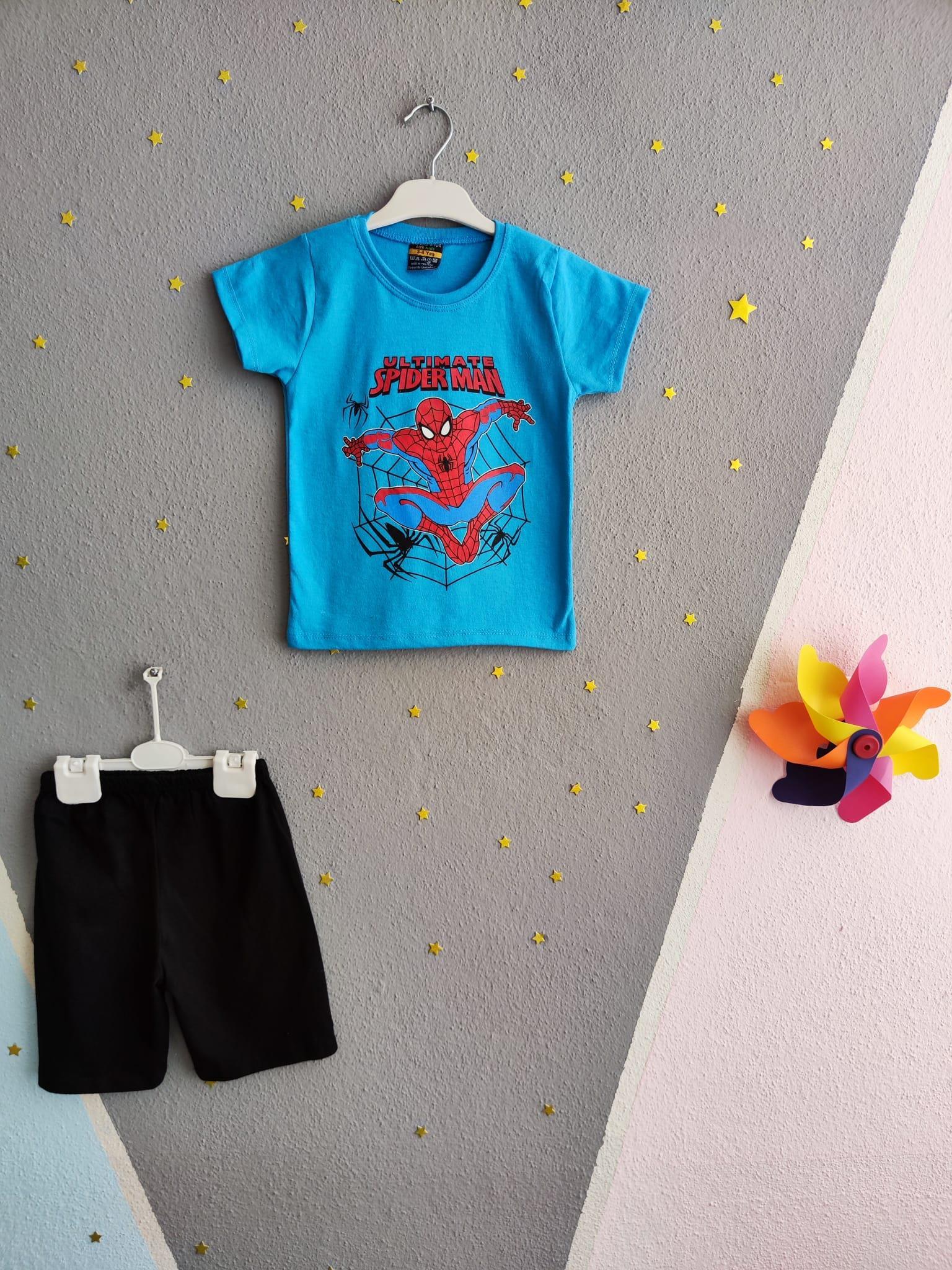 Ultimate Örümcek Adam Baskılı Yazlık Erkek Takım- Açık Mavi