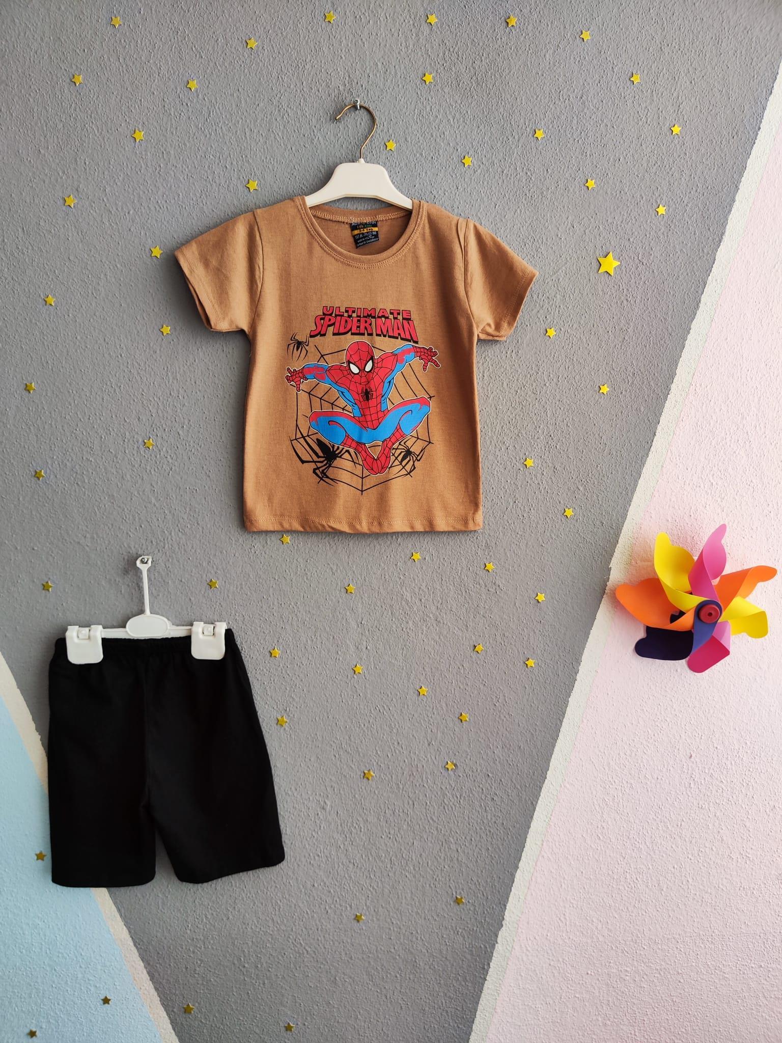 Ultimate Örümcek Adam Baskılı Yazlık Erkek Takım- Bej