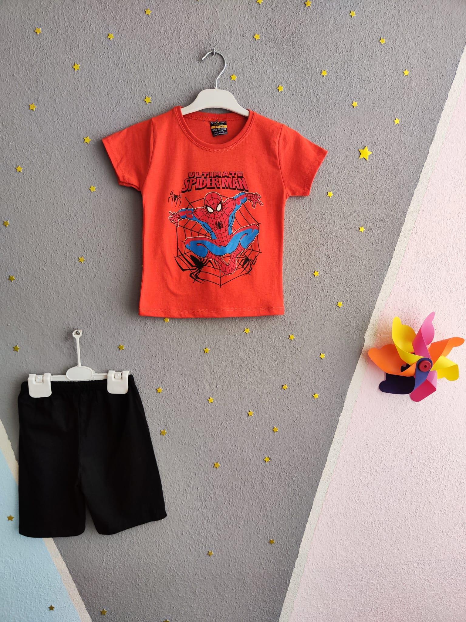 Ultimate Örümcek Adam Baskılı Yazlık Erkek Takım- Turuncu