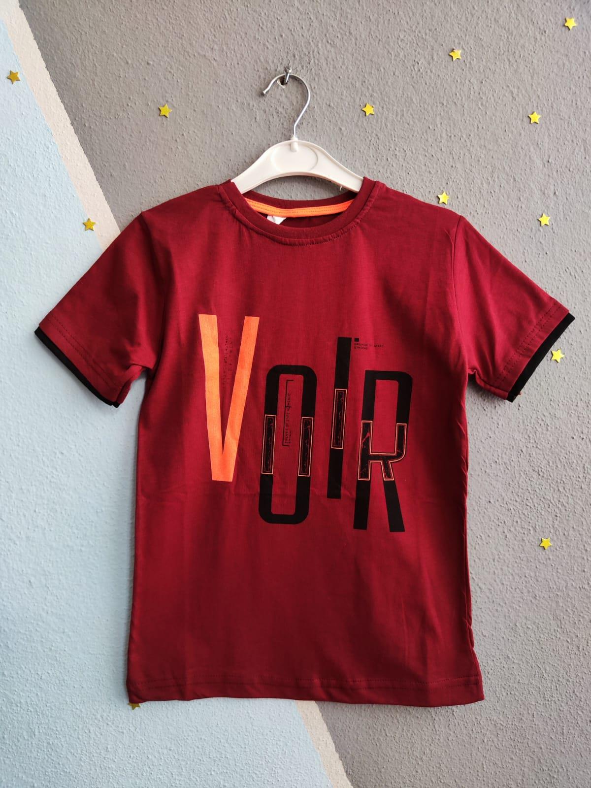 Voir Baskılı Erkek T-Shirt - Bordo