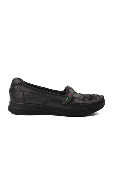 Forelli 29429-1 Hakiki Deri Kadın Comfort Kadın Ayakkabı Siyah