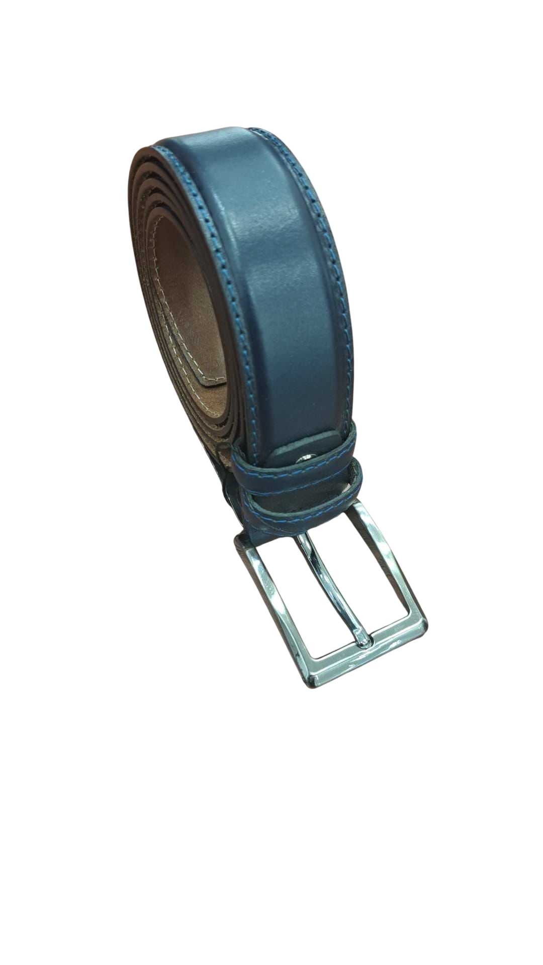 Erkek Klasik Dikişli Hakiki Deri Kemer - Lacivert