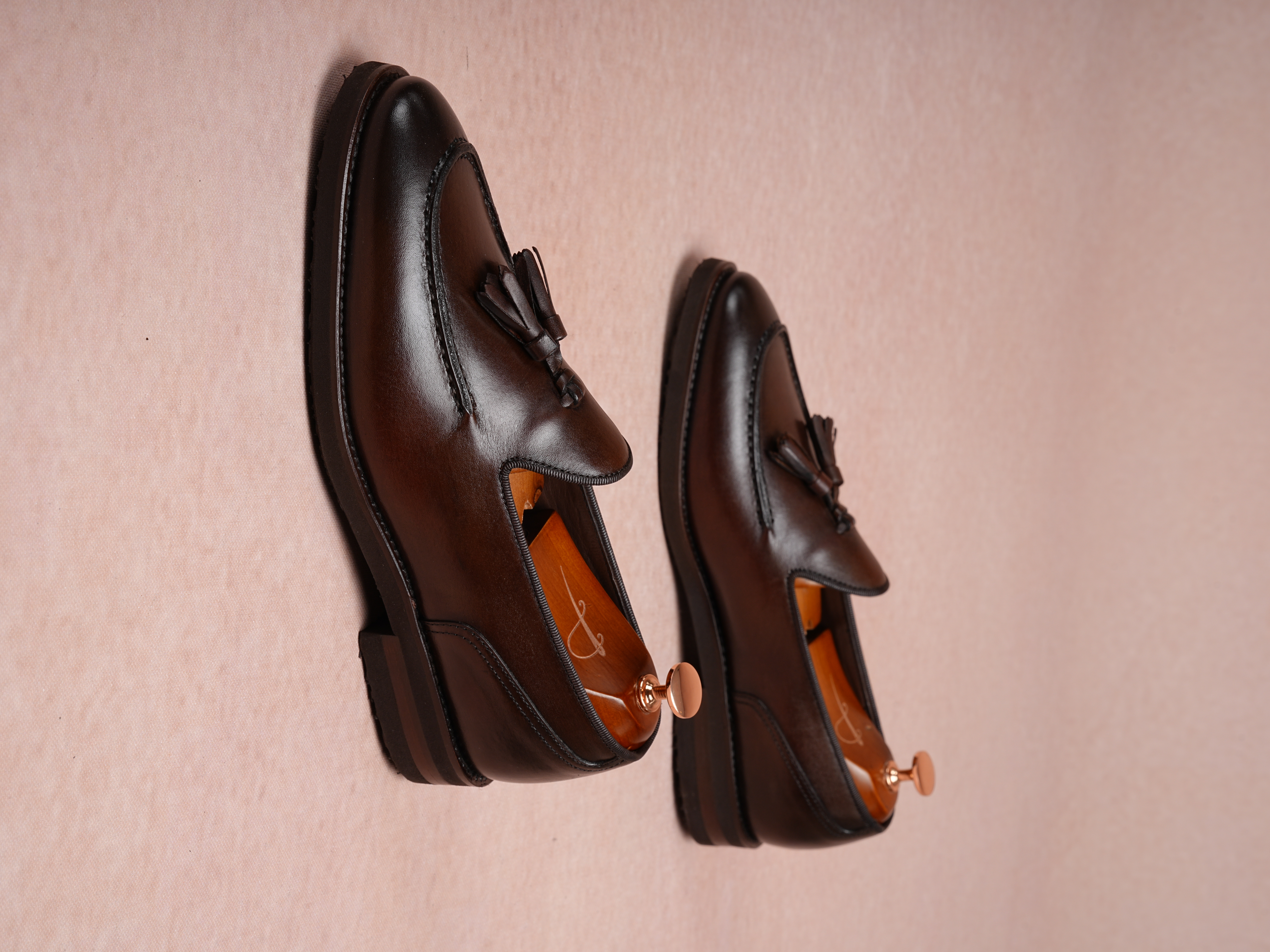 Mens Premium Spiro Alcohol-Opened Leather Calfskin Inner Lining Special Light Eva Sole Corcik Shoes - Bitter Brown