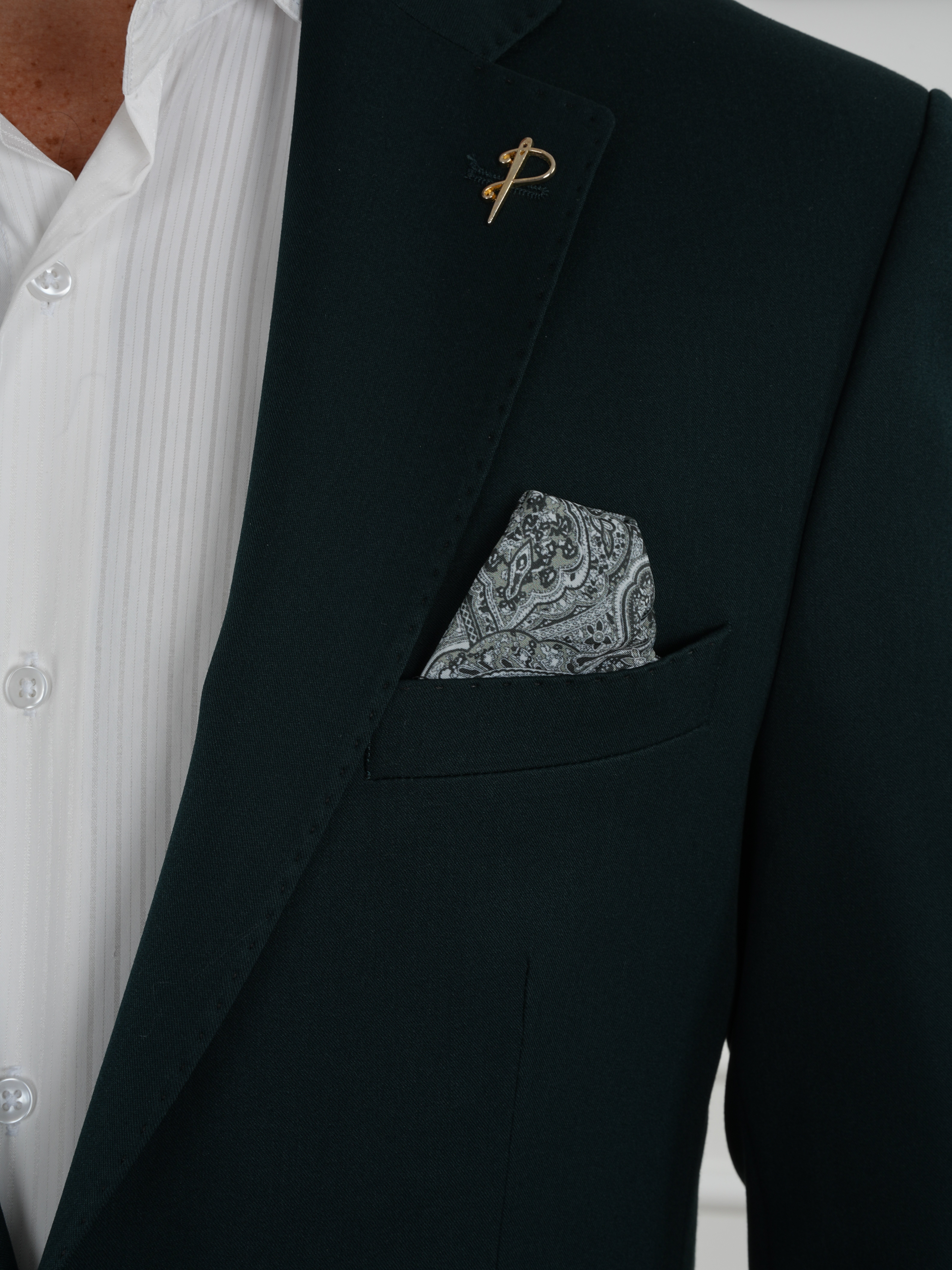 Premium İtalyan Stil Slim Fit Erkek Punto Dikişli Yarım Astarlı Ceket - Yeşil
