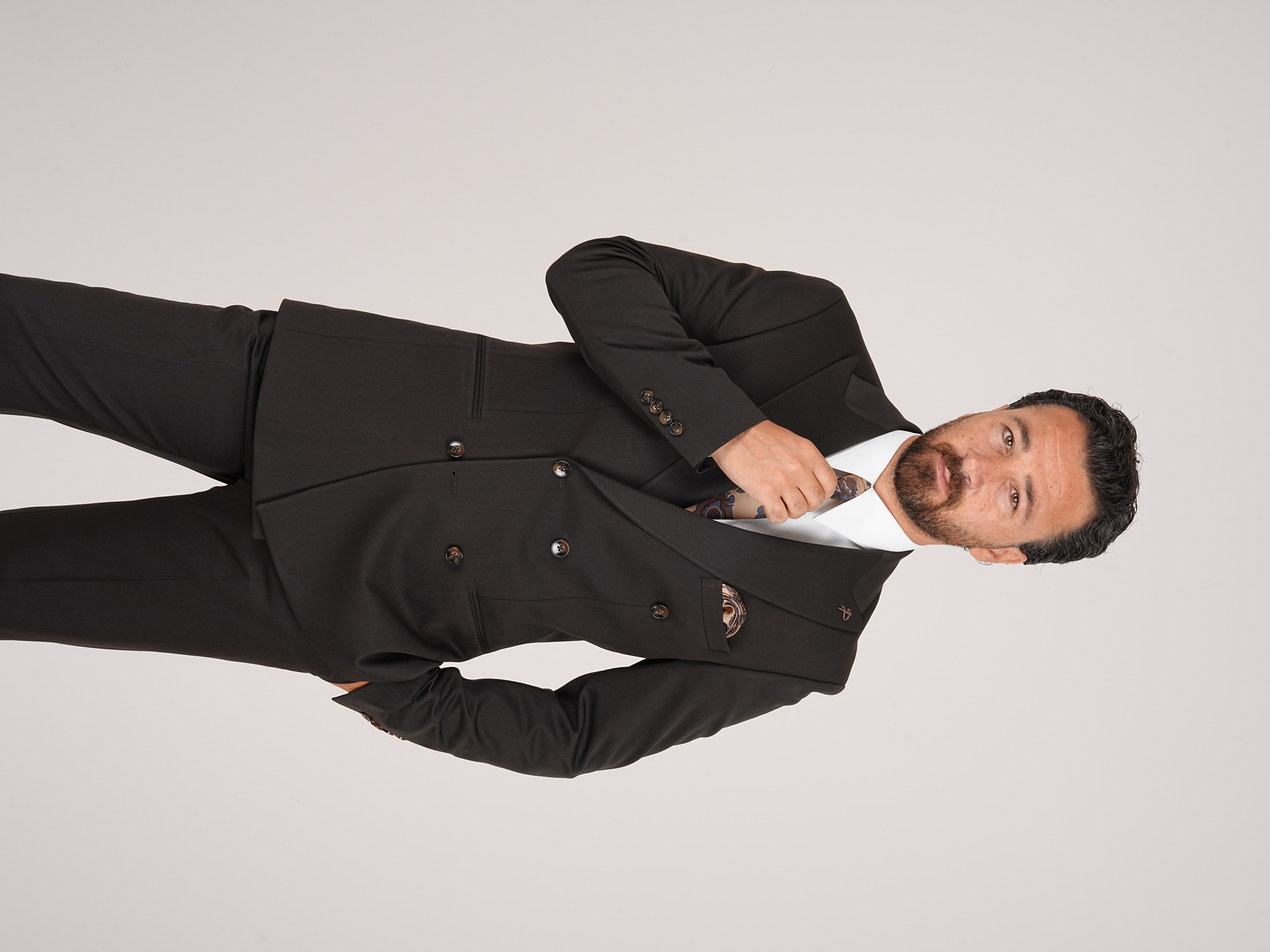 Erkek Kruvaze Takım Elbise Slim Fit İtalyan Stil Ceket Pantolon - Acı Kahve