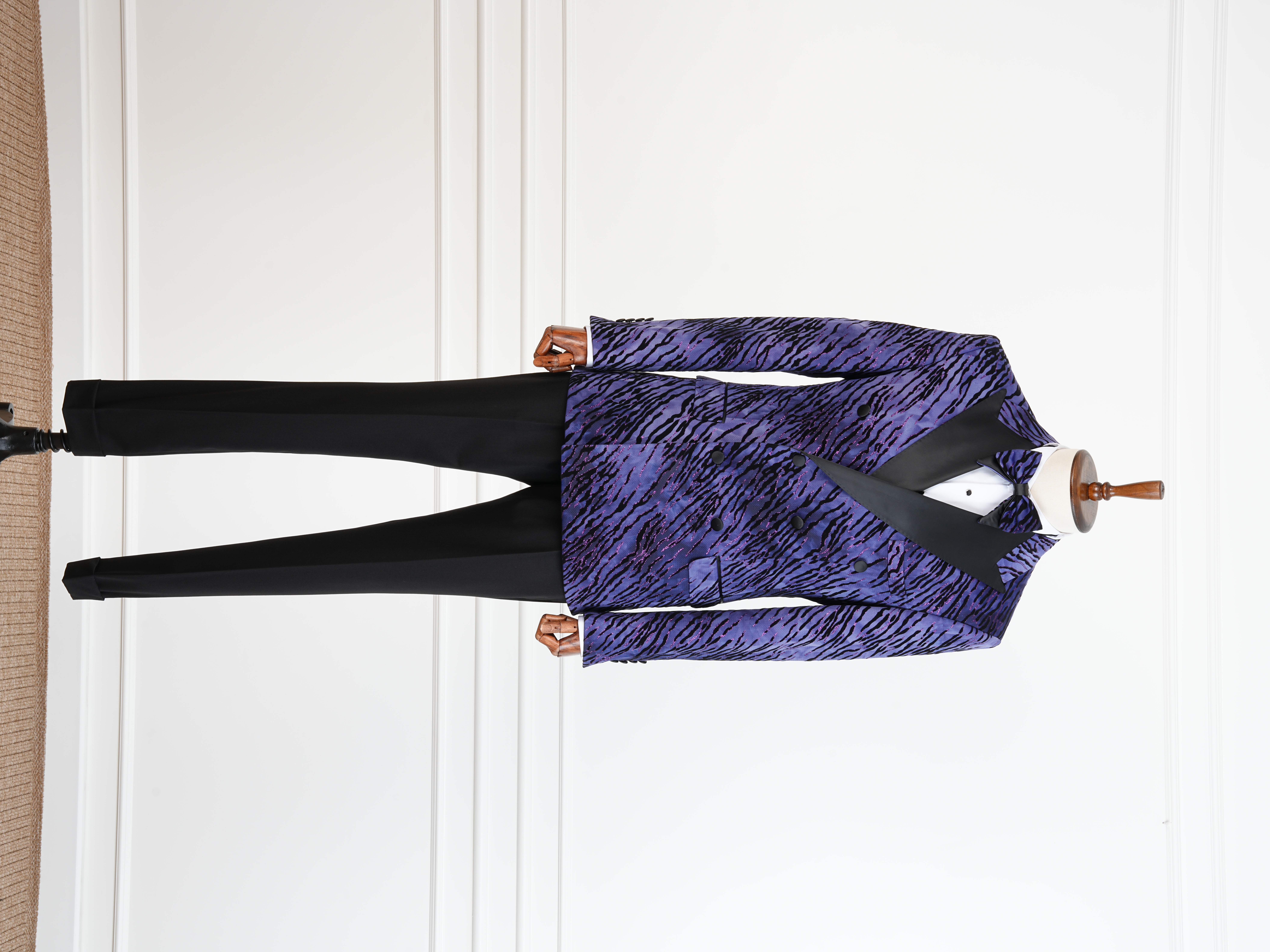 Erkek Slim Fit İtalyan Stil Desenli Damatlık Smokin - Mor