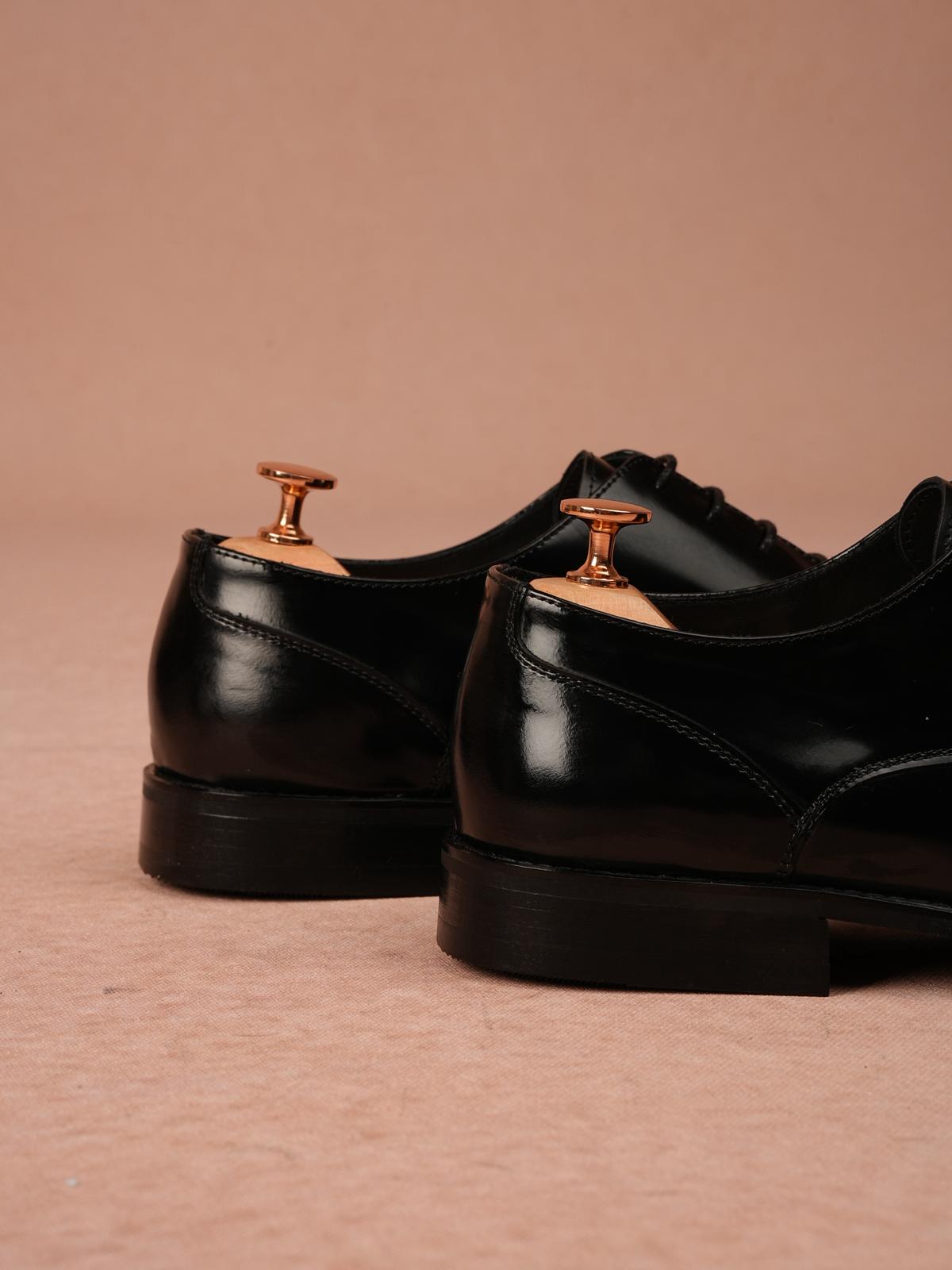 Erkek Hakiki Deri Bağcıklı Klasik Ayakkabı - Siyah