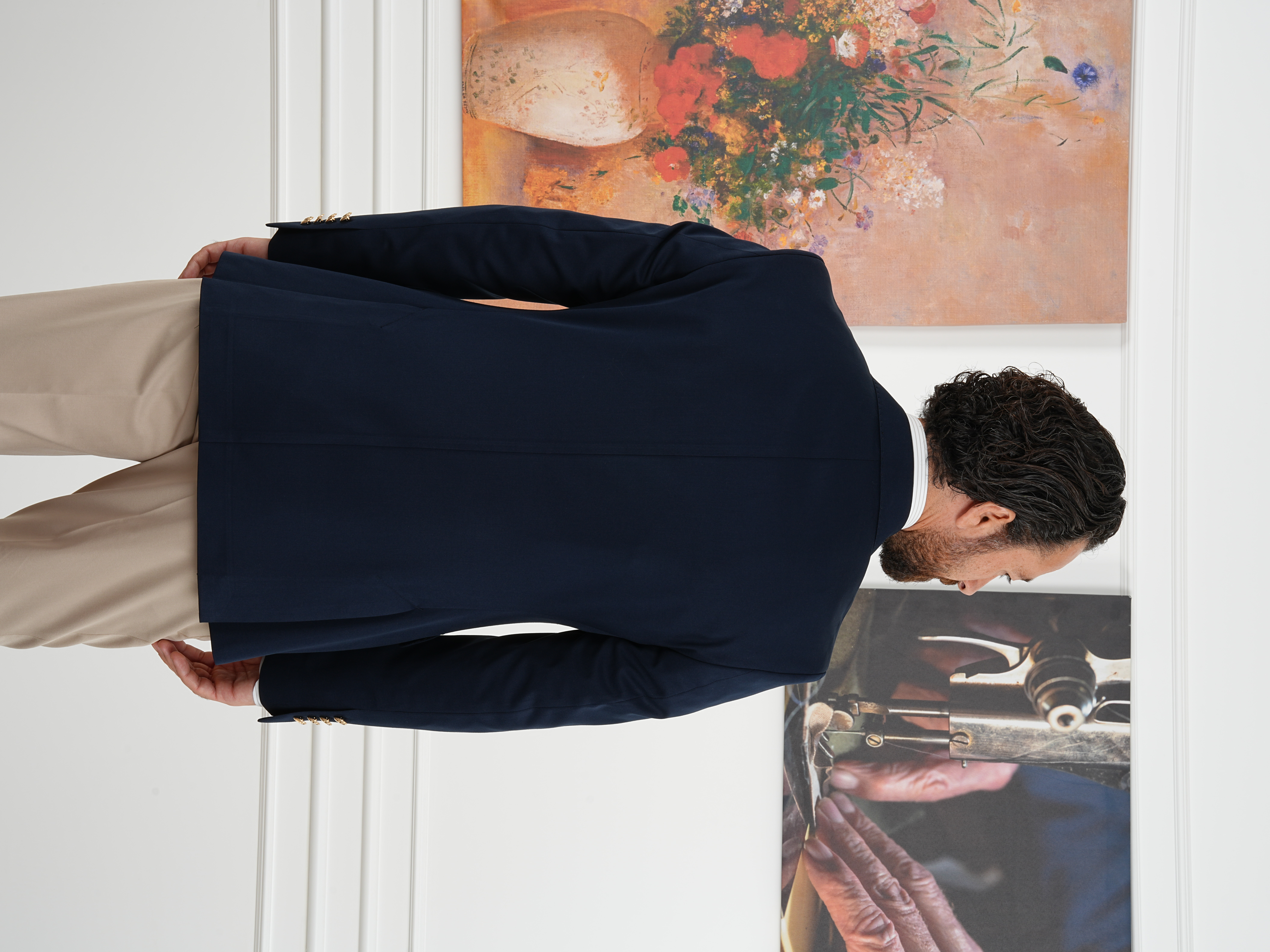 Premium İtalyan Stil Slim Fit Erkek Punto Dikişli Yarım Astarlı Ceket - Lacivert