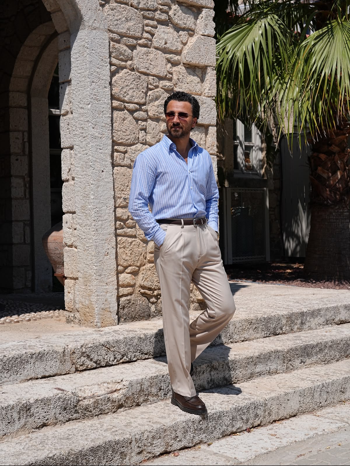 İtalyan Stil Baggy Modelli Erkek Pantolon - Bej