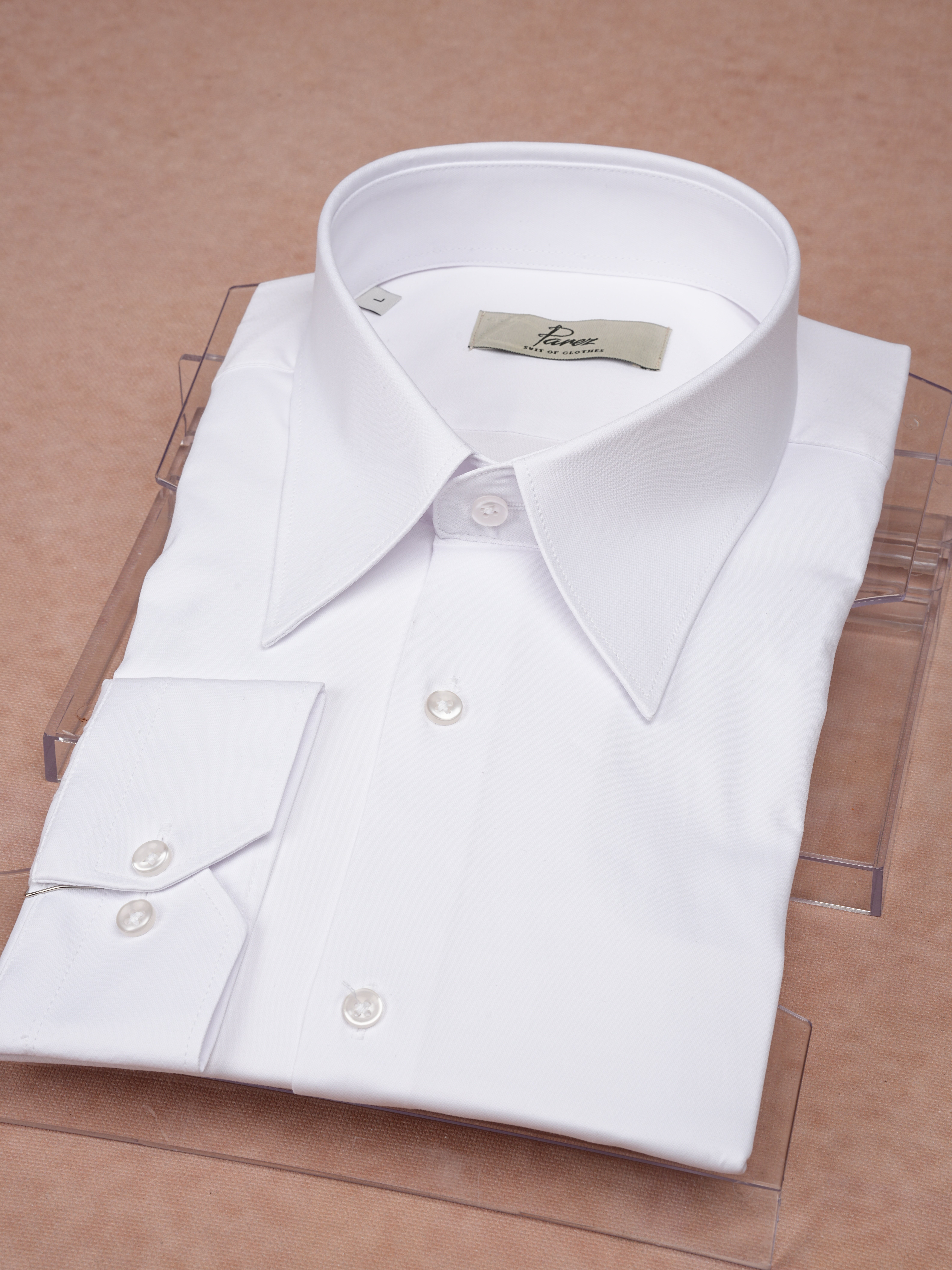 Premium İtalyan Stil Slim Fit Sivri Yaka Erkek Gömlek -  Beyaz