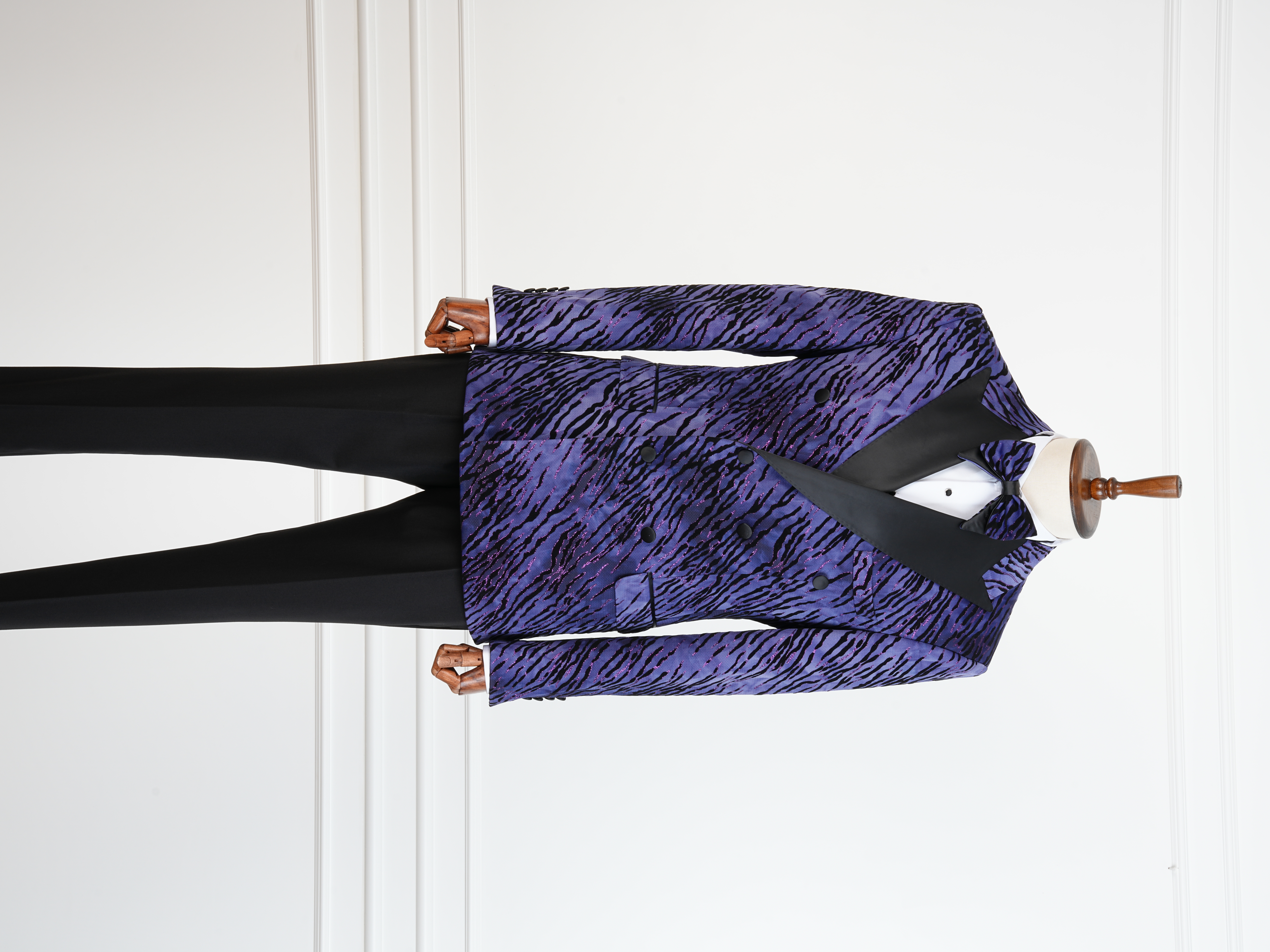 Erkek Slim Fit İtalyan Stil Desenli Damatlık Smokin - Mor