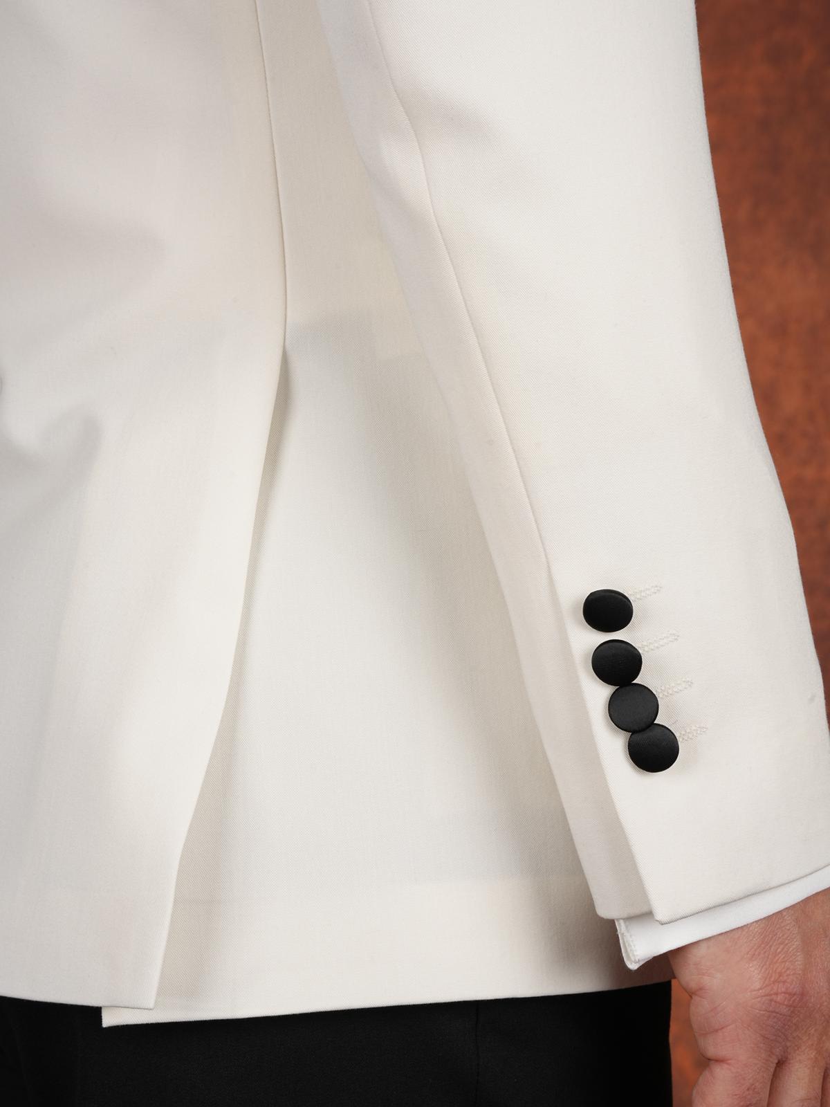 Erkek Premium Slim Fit İtalyan Stil  Damatlık Smokin Ceket Pantolon Papyon - Beyaz