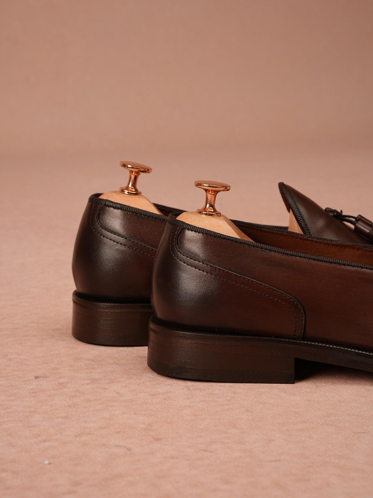 Erkek Premium Corcik Kösele Taban Hakiki Deri Ayakkabı - Acı Kahve