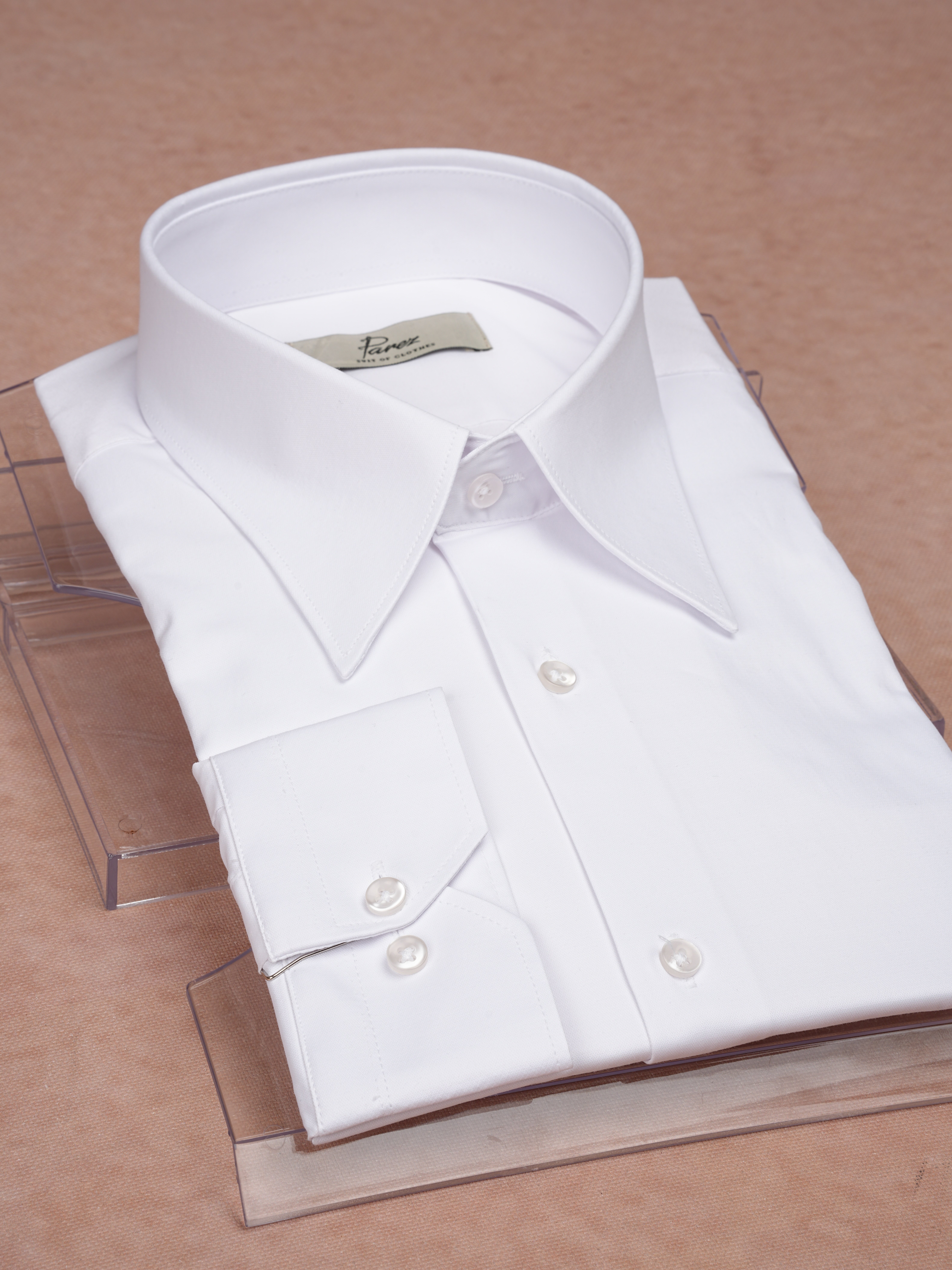 Premium İtalyan Stil Slim Fit Sivri Yaka Erkek Gömlek -  Beyaz