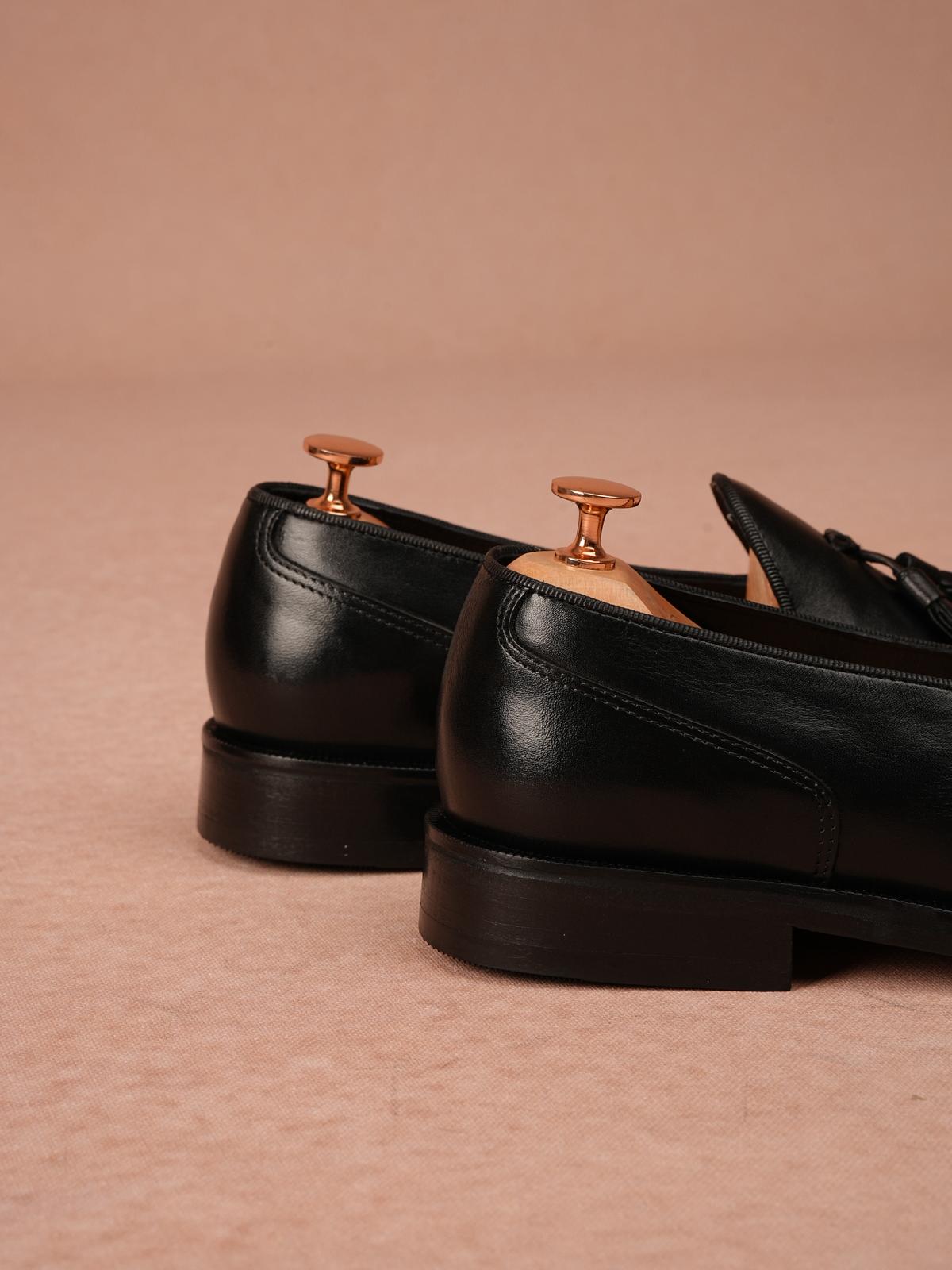 Erkek Premium Corcik Kösele Taban Hakiki Deri Ayakkabı - Siyah