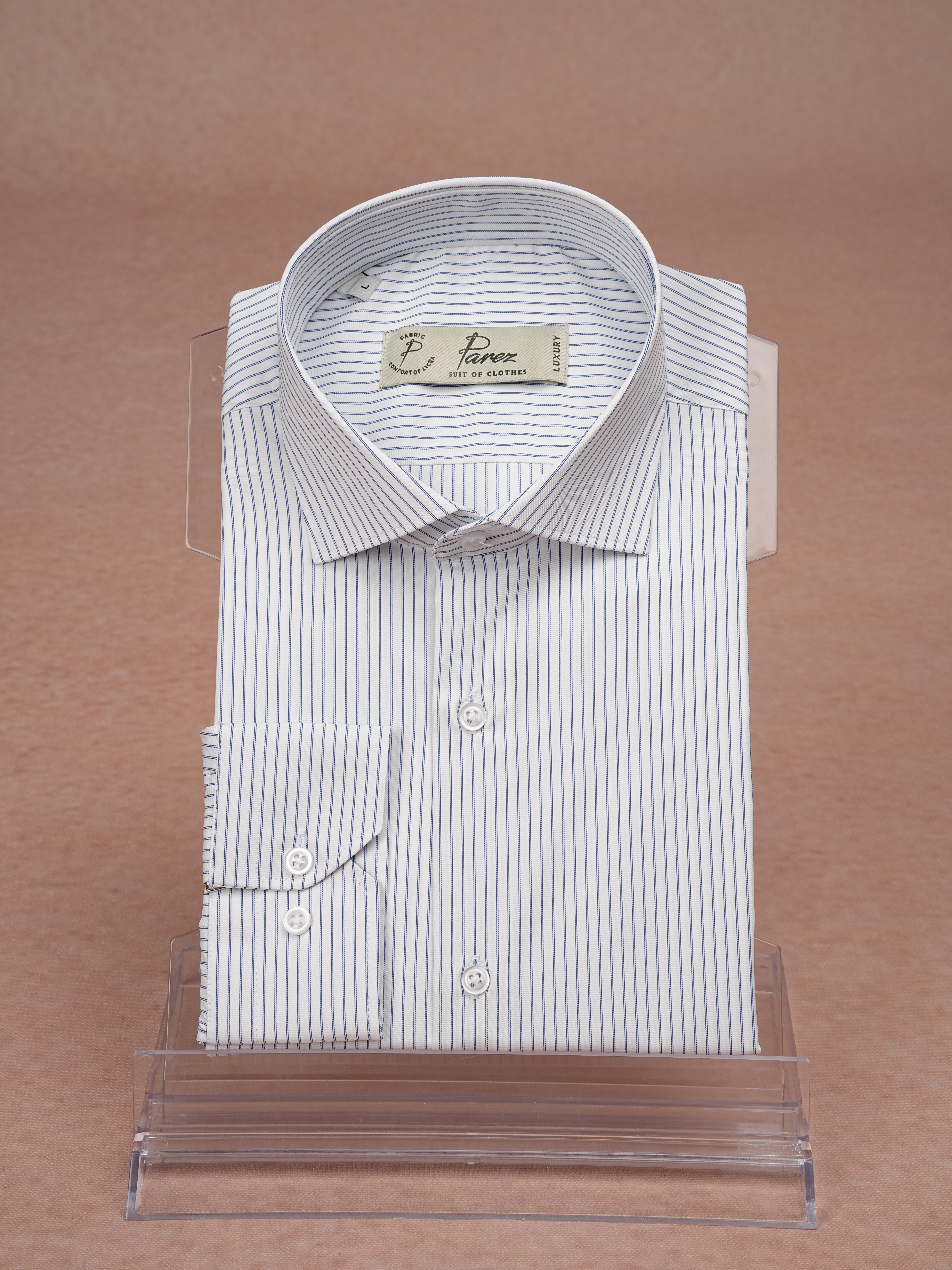 Premium İtalyan Yaka Slim Fit Çizgili Erkek Gömlek - Lacivert
